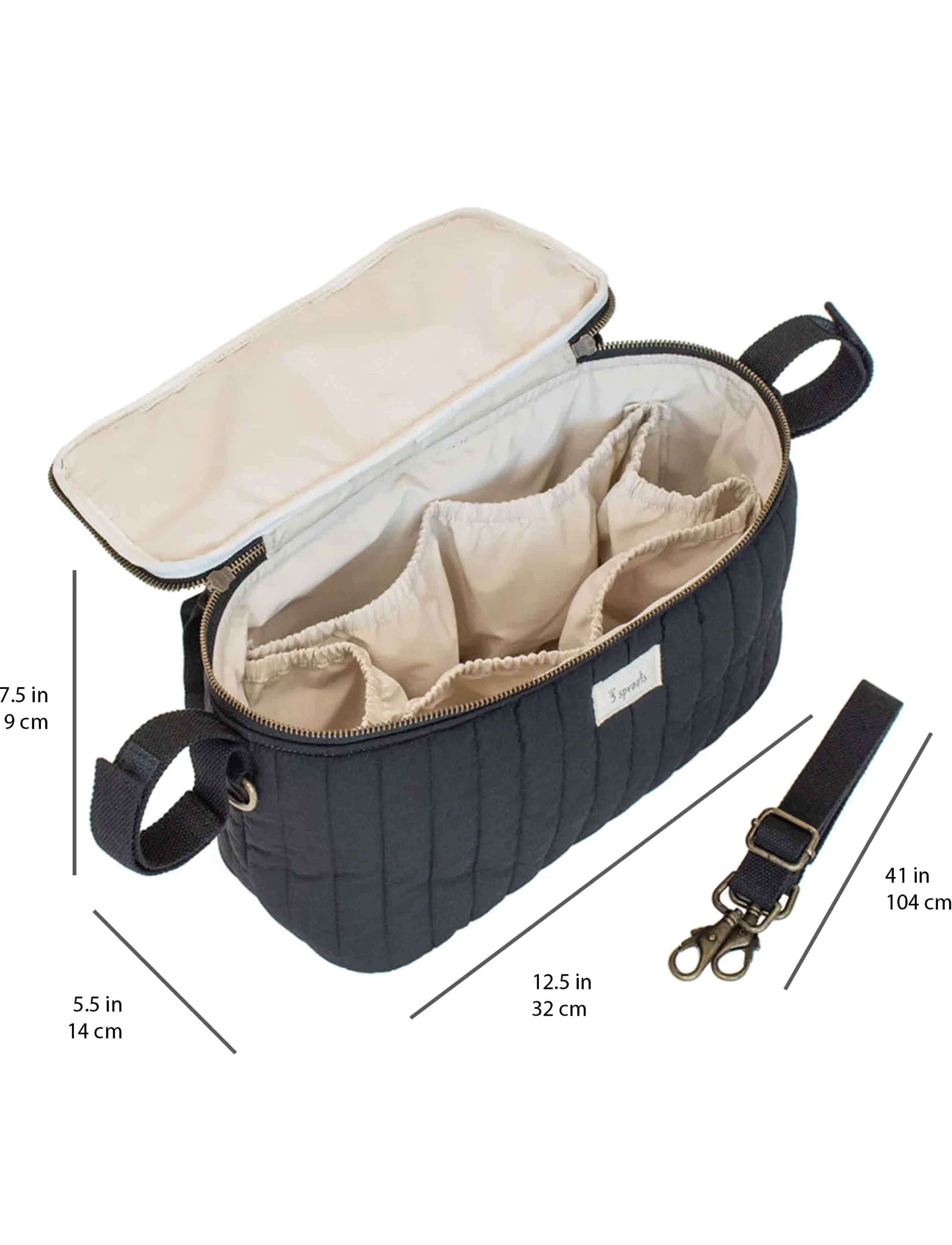 3 Sprouts - 3 Sprouts Stroller Organizer, Quilt/Black - kinderwagen accessoires - black - 5