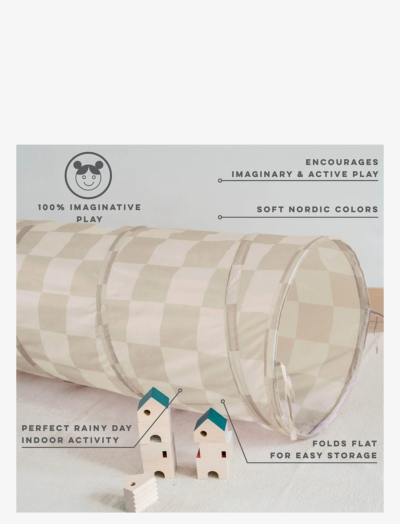 3 Sprouts - 3 Sprouts Play tunnel, Checkerboard beige - spieltunnel - beige - 5