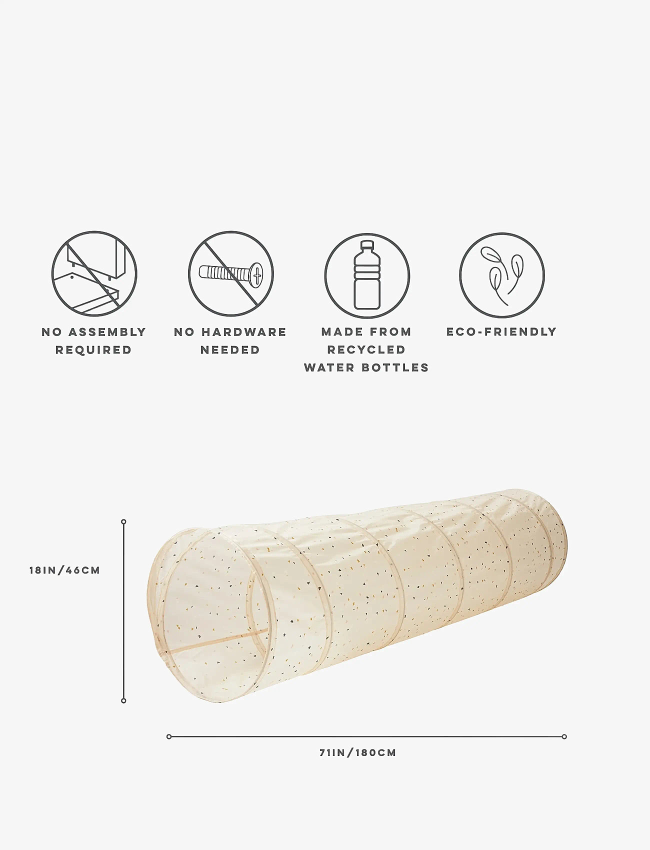 3 Sprouts - 3 Sprouts Play Tunnel, Terrazzo/Beige - lektunnlar - beige - 5