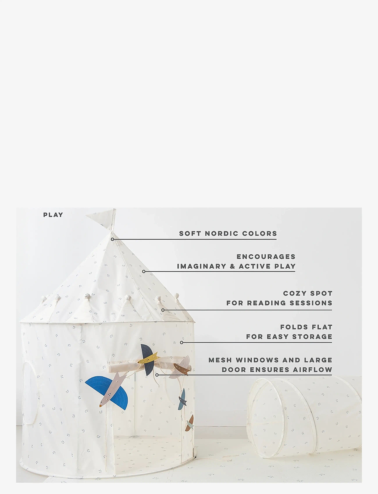 3 Sprouts - 3 Sprouts Play Tent, Blueberry Ivory - spielzelte und -tunnel - beige - 5