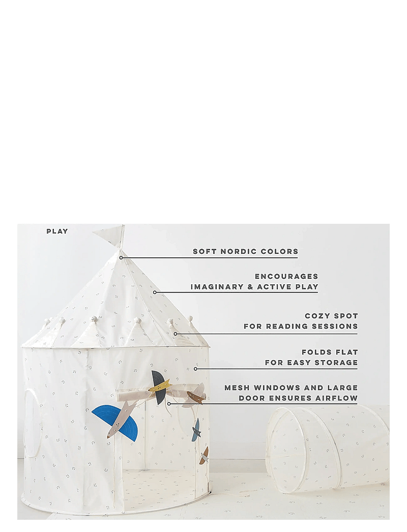 3 Sprouts - 3 Sprouts Play Tent, Blueberry Ivory - spielzelte und -tunnel - beige - 5
