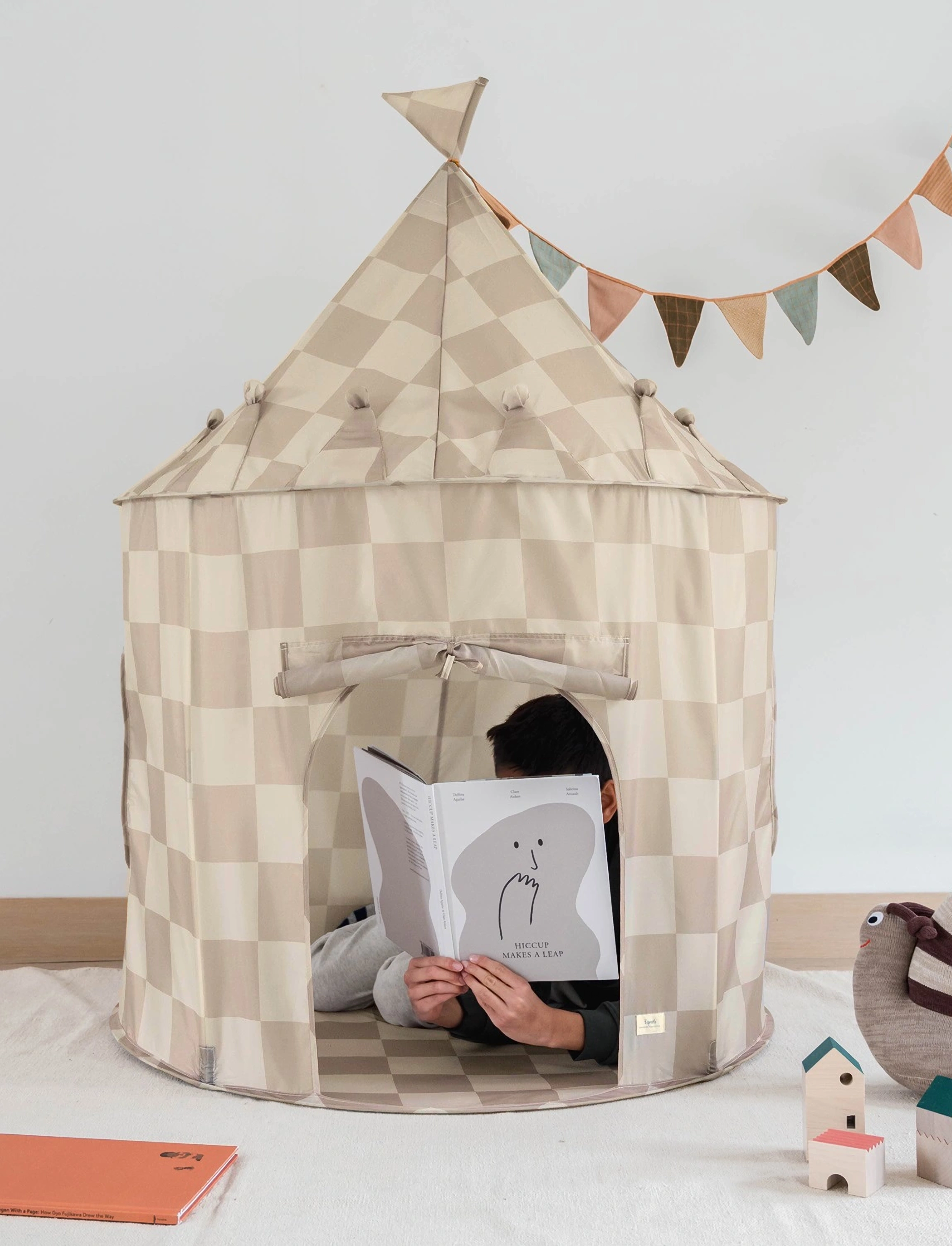 3 Sprouts - 3 Sprouts Play tent,  Checkerboard beige - legetelte - beige - 5
