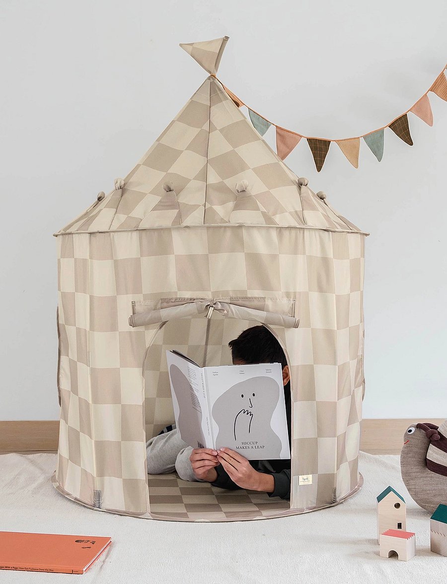 3 Sprouts - 3 Sprouts Play tent, Checkerboard beige - legetelte - beige - 5