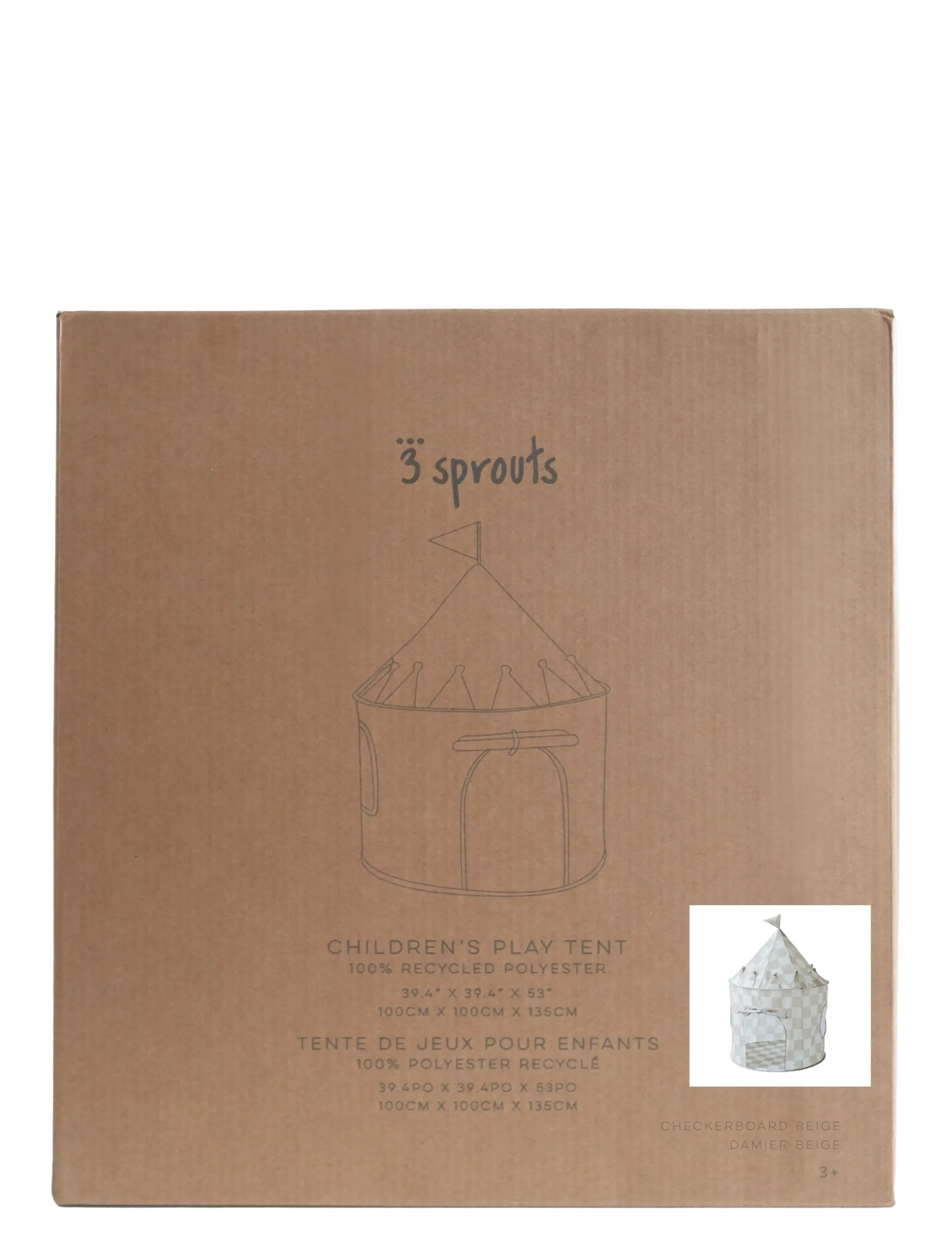 3 Sprouts - 3 Sprouts Play tent,  Checkerboard beige - legetelte - beige - 2