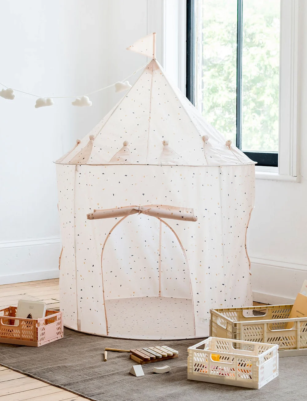 3 Sprouts - 3 Sprouts Play tent, Terrazzo Almond - lektält & lektunnlar - almond - 4