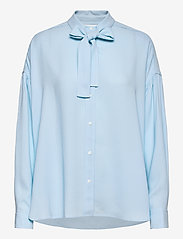 3.1 Phillip Lim - P212-2060CRP / LS SATIN CREPE SHIRT W TIE - bluzki z długimi rękawami - steel blue - 0