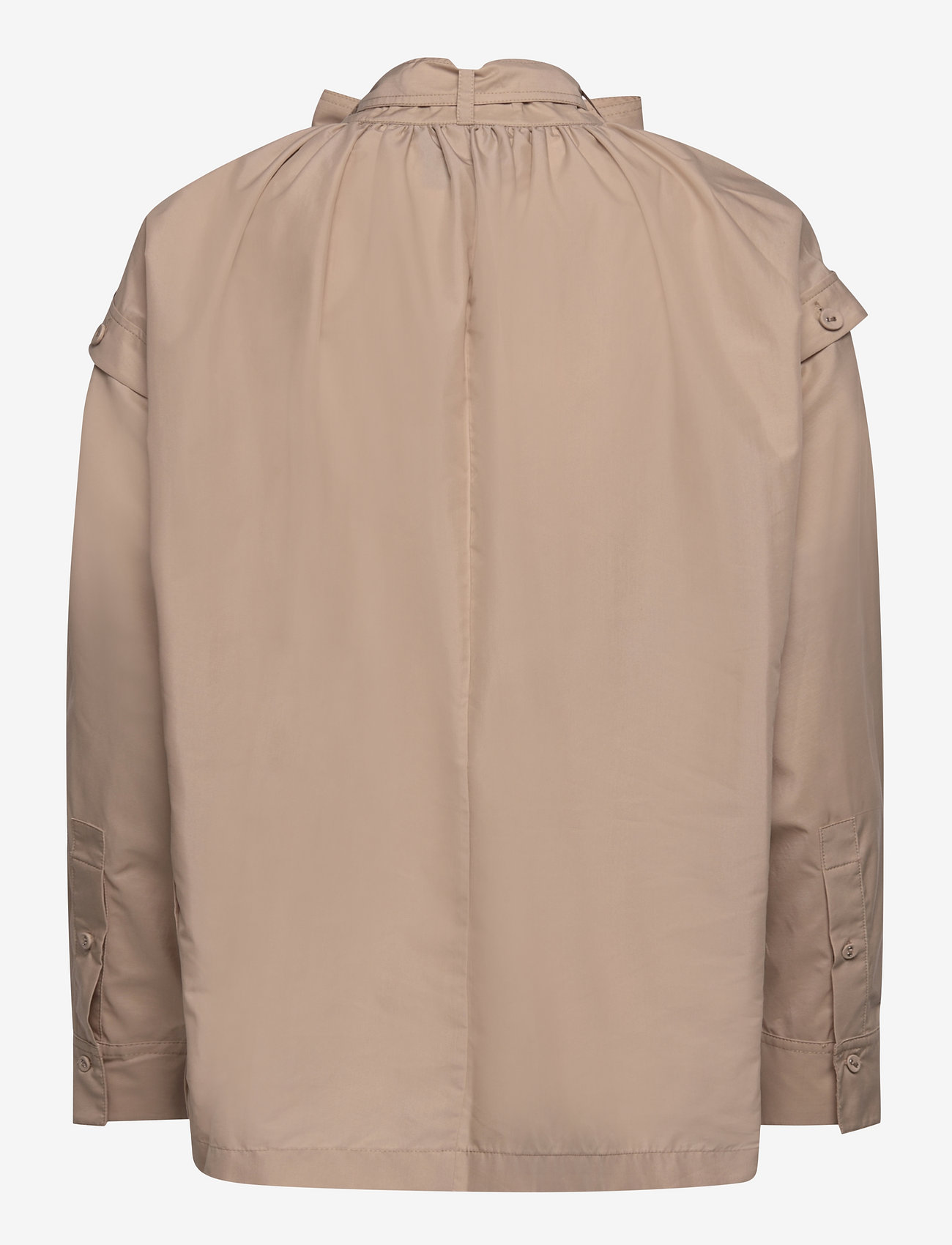 3.1 Phillip Lim - LS COTTON POPLIN TIE-NK BOXY SHIRT - pitkähihaiset puserot - khaki - 1