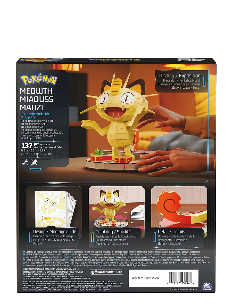 4D Puzzles - 4D Build Pokémon 24 cm - Meowth - 3d-pussel - multi - 3
