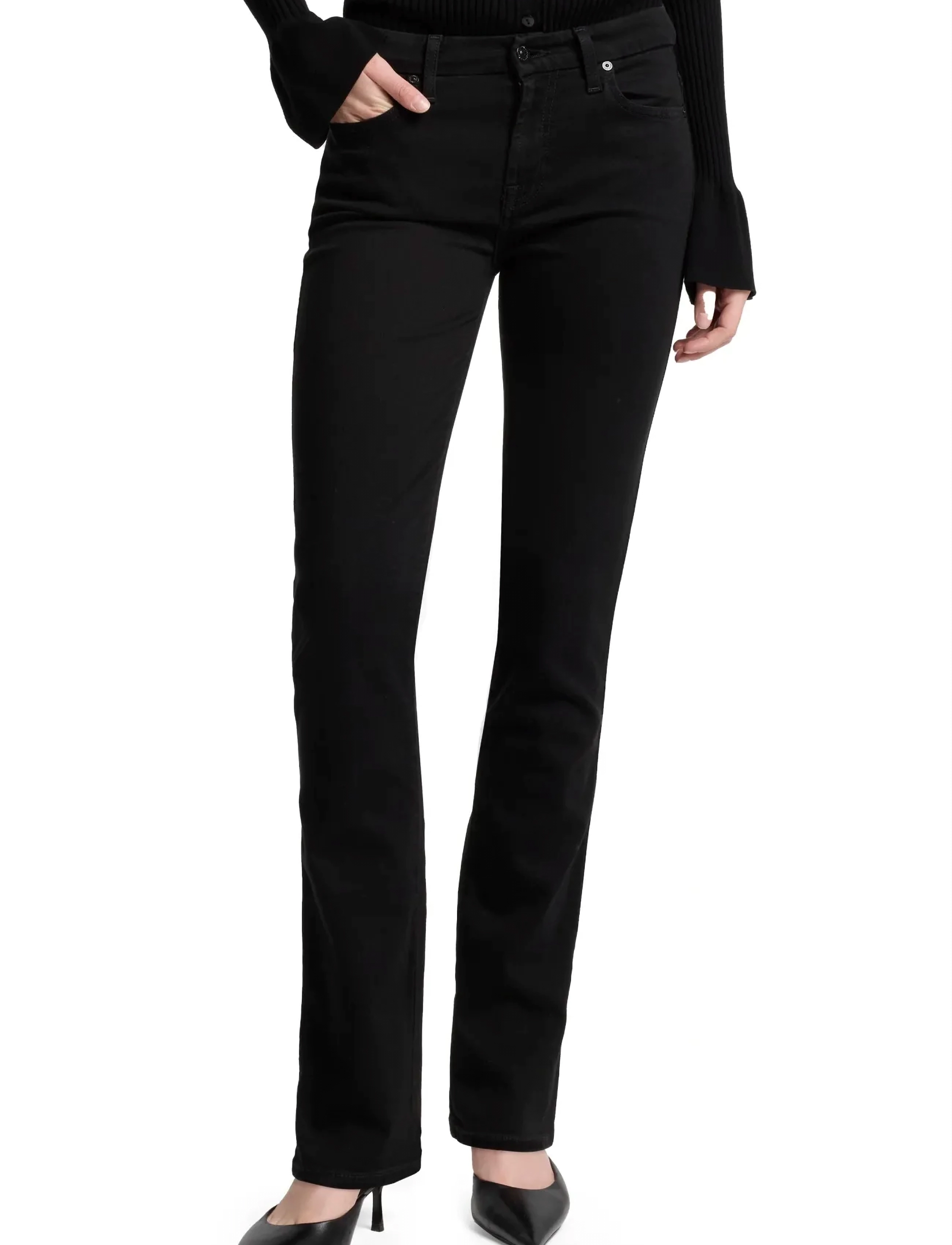 7 For All Mankind KIMMIE STRAIGHT Rinsed Black - Kolleksjoner - RINSED BLACK / black