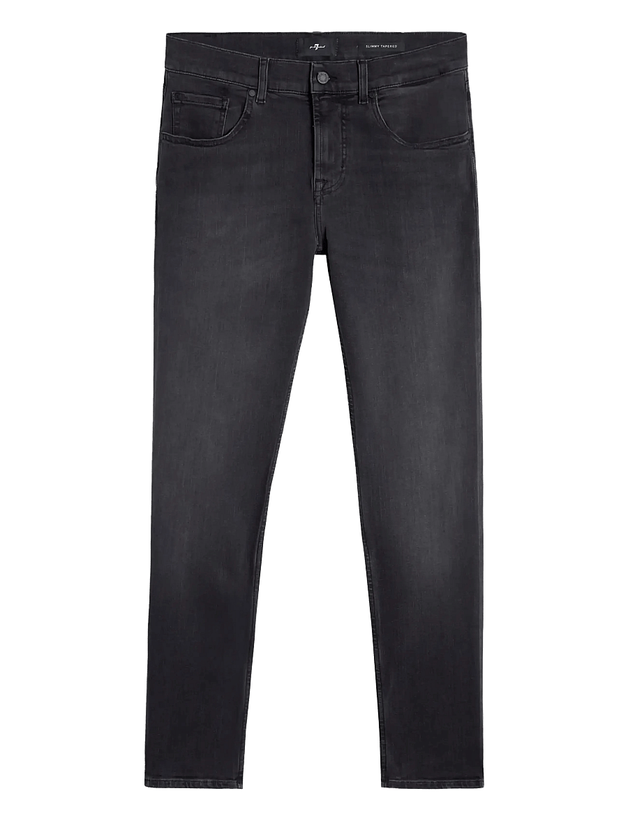 7 For All Mankind - SLIMMY TAPERED Washed Black - tapered jeans - black - 1