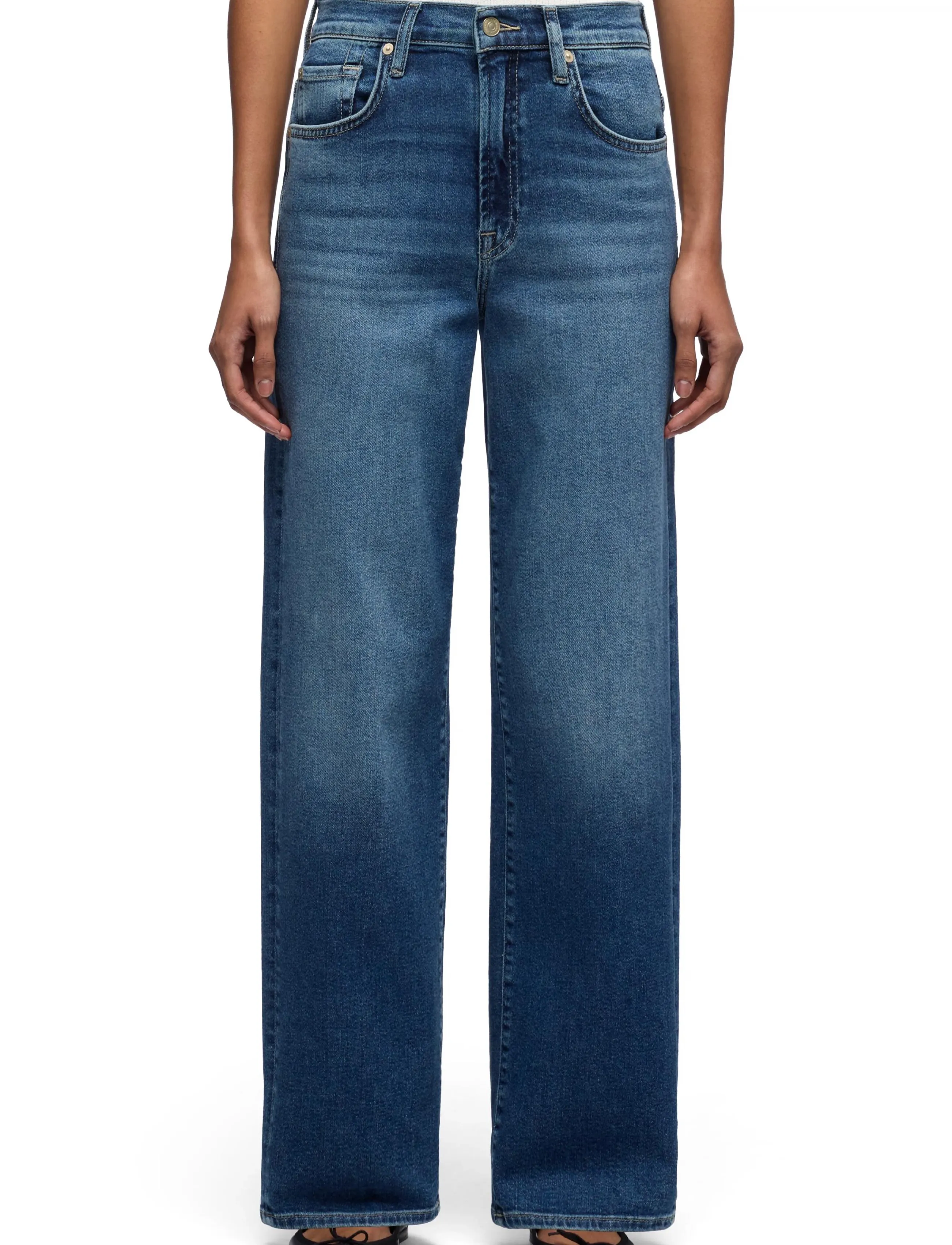 7 For All Mankind Stovepipe Straight Tide Break, 28 x 32, Blue, Jeans > Lige-Almindelige, Dame