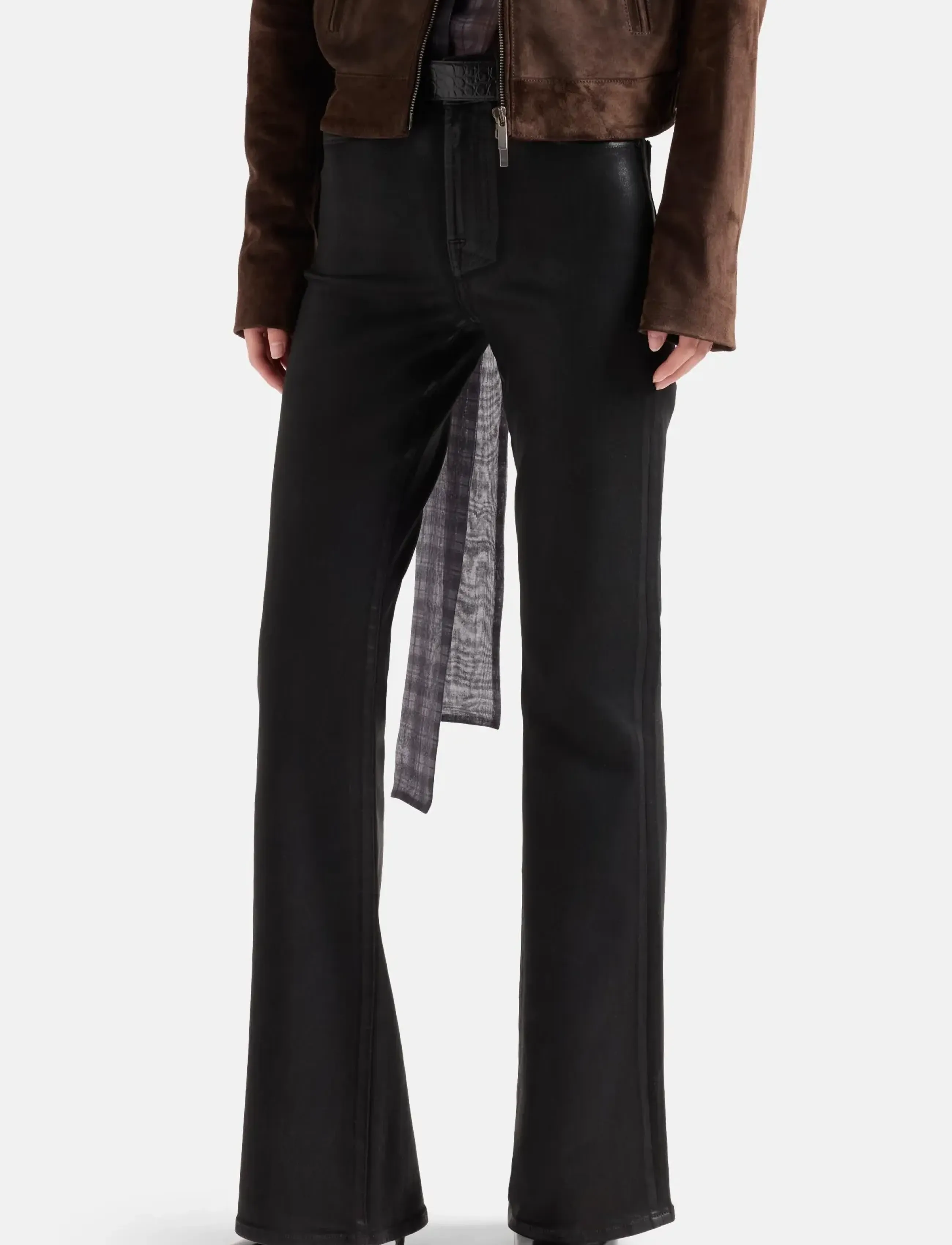 7 For All Mankind THE LEGGY BOOTCUT Coated Black - Alt laienevad teksad - COATED / black