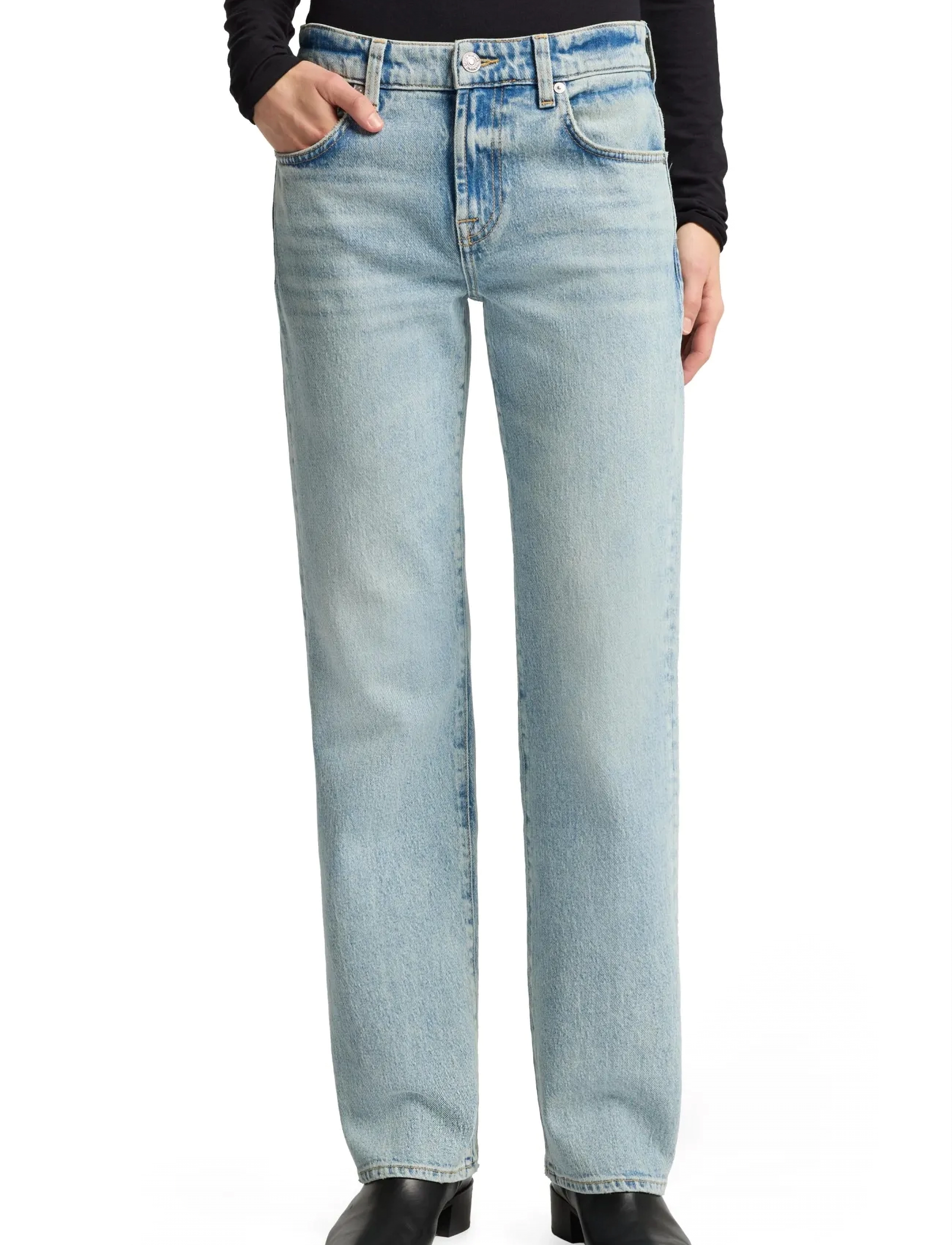 7 For All Mankind Calie Straight Ode To, 30 x 31, Jeans, Blau - Straight-regular, Frauen