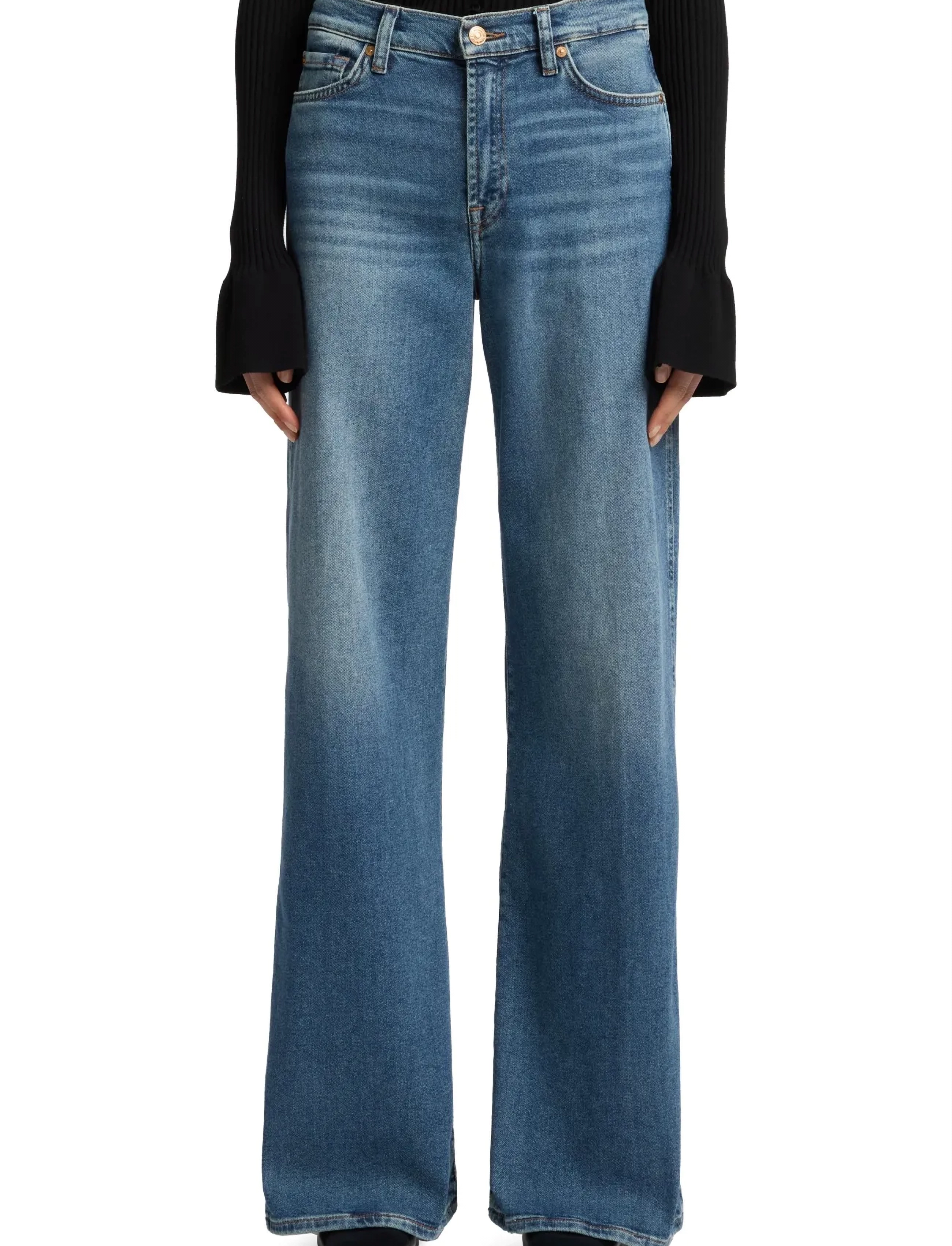 7 For All Mankind Lotta Sea Level, 28 x 34, Jeans, Blau - Wide, Frauen