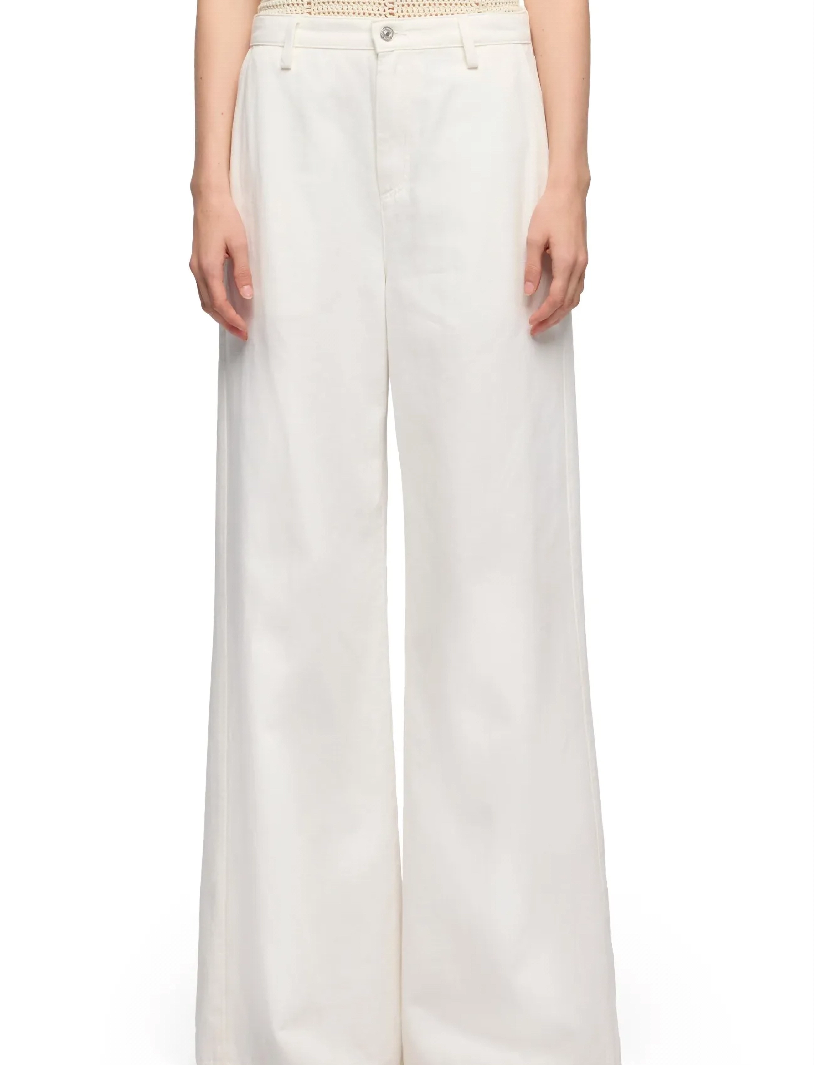 7 For All Mankind WIDE TROUSER Linen Ostuni - Transitional Layering - OSTUNI / cream