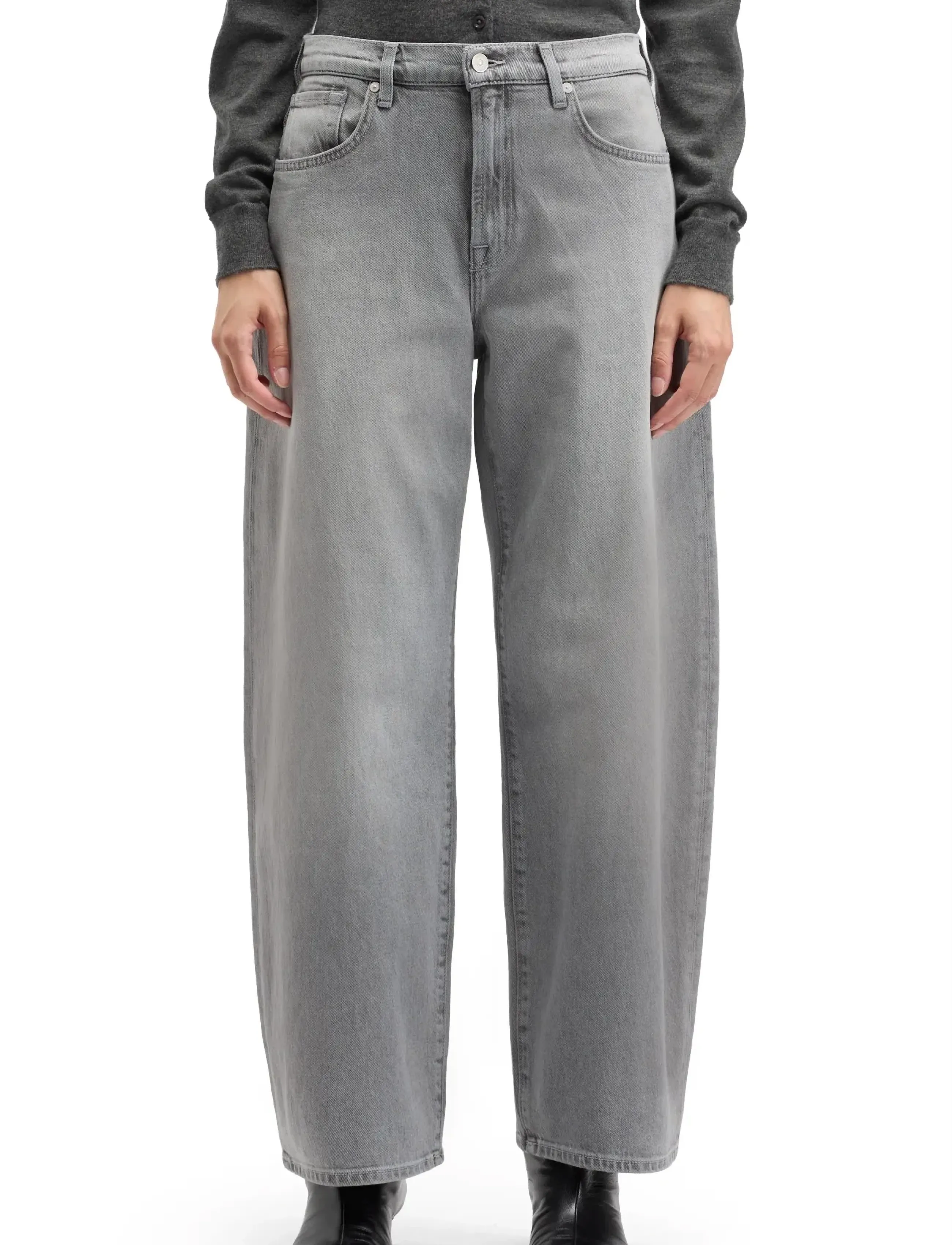7 For All Mankind Bonnie Curvilinear Steel, 26 x 30, Grey, Jeans > Barrel Jeans, Dame