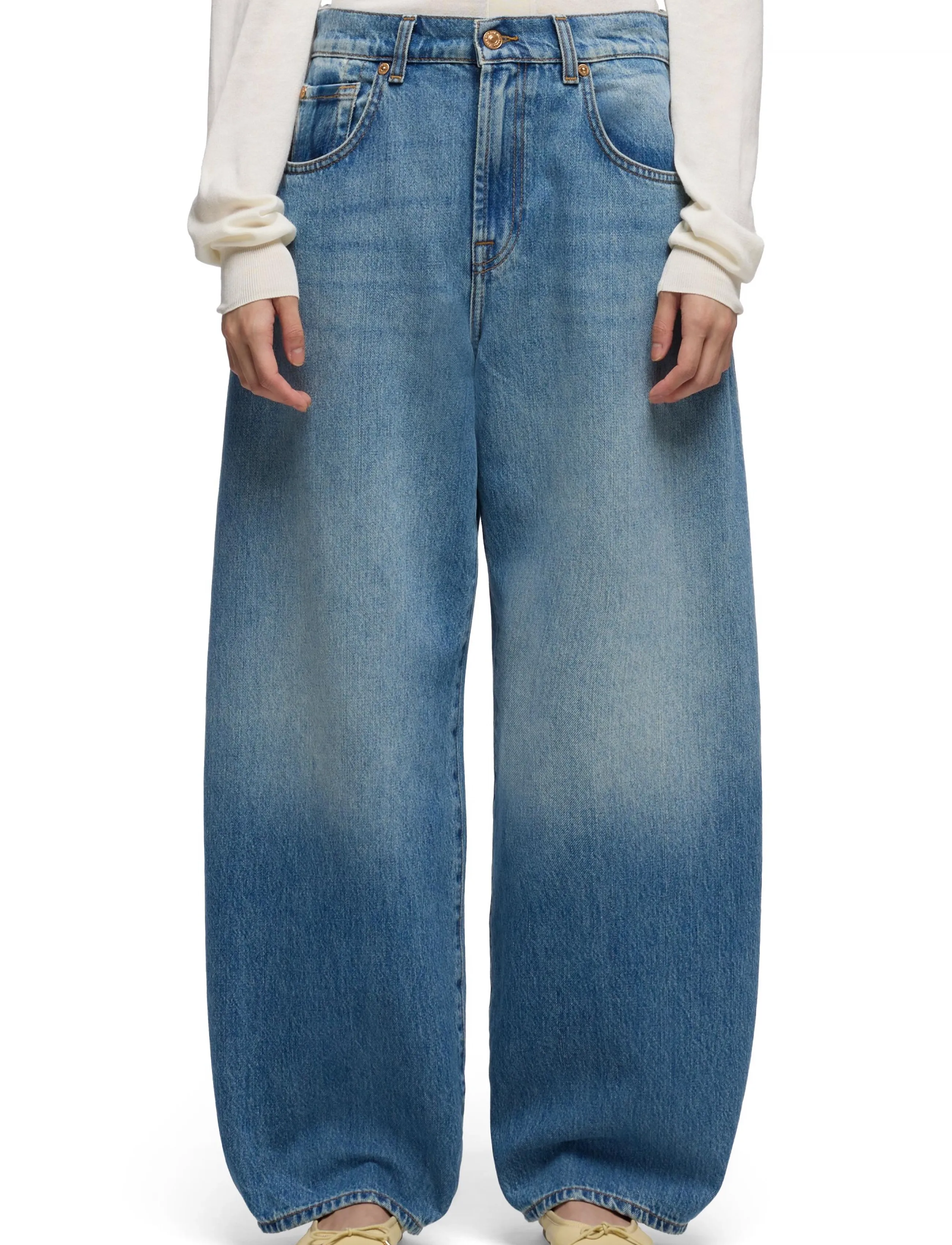 7 For All Mankind Bonnie Curvilinear Skyfrost, 31 x 30, Jeans, Blau - Wide, Frauen