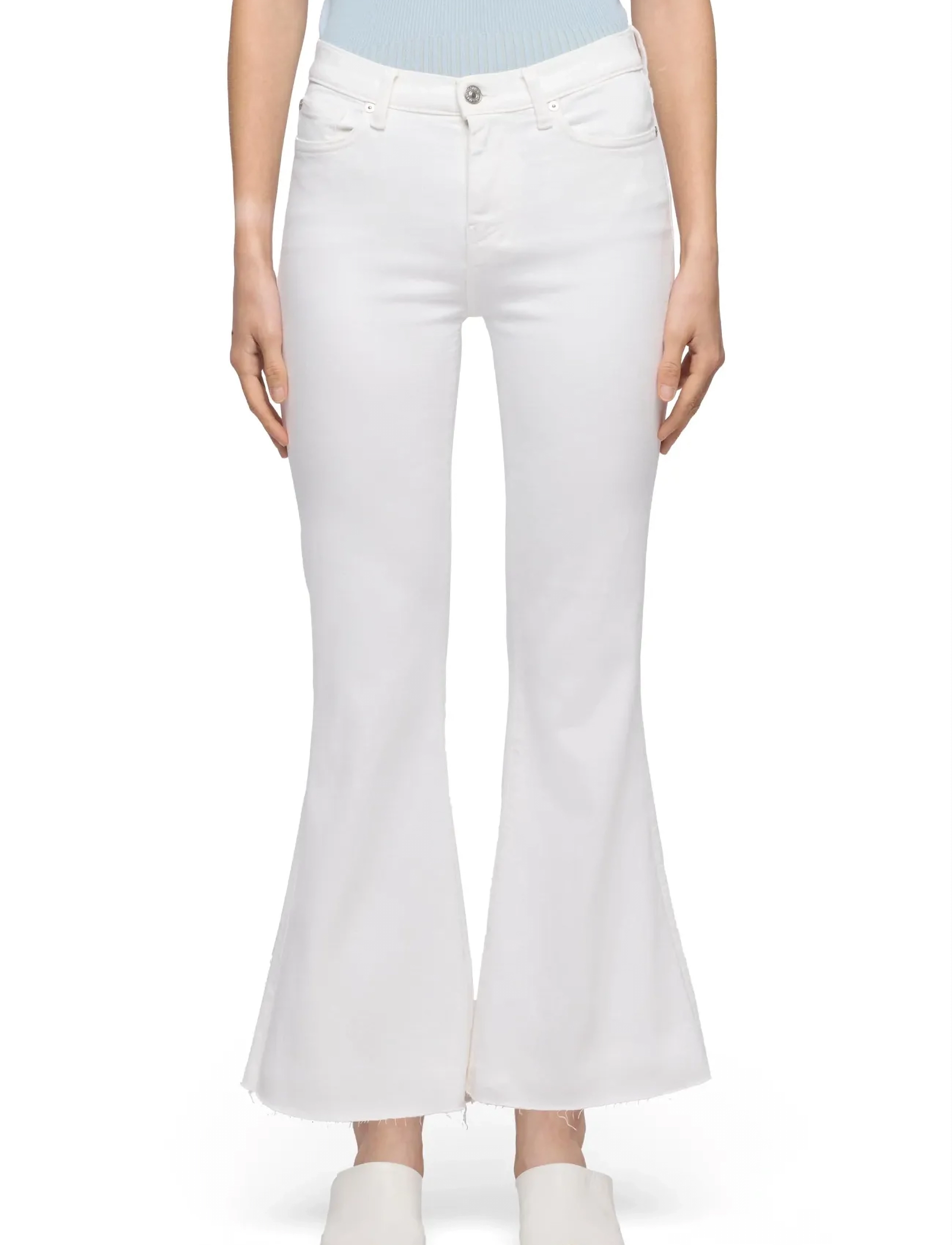7 For All Mankind Cropped Dojo Soleil With Raw Cut, 27 x 27, White, Jeans > Flares, Dame