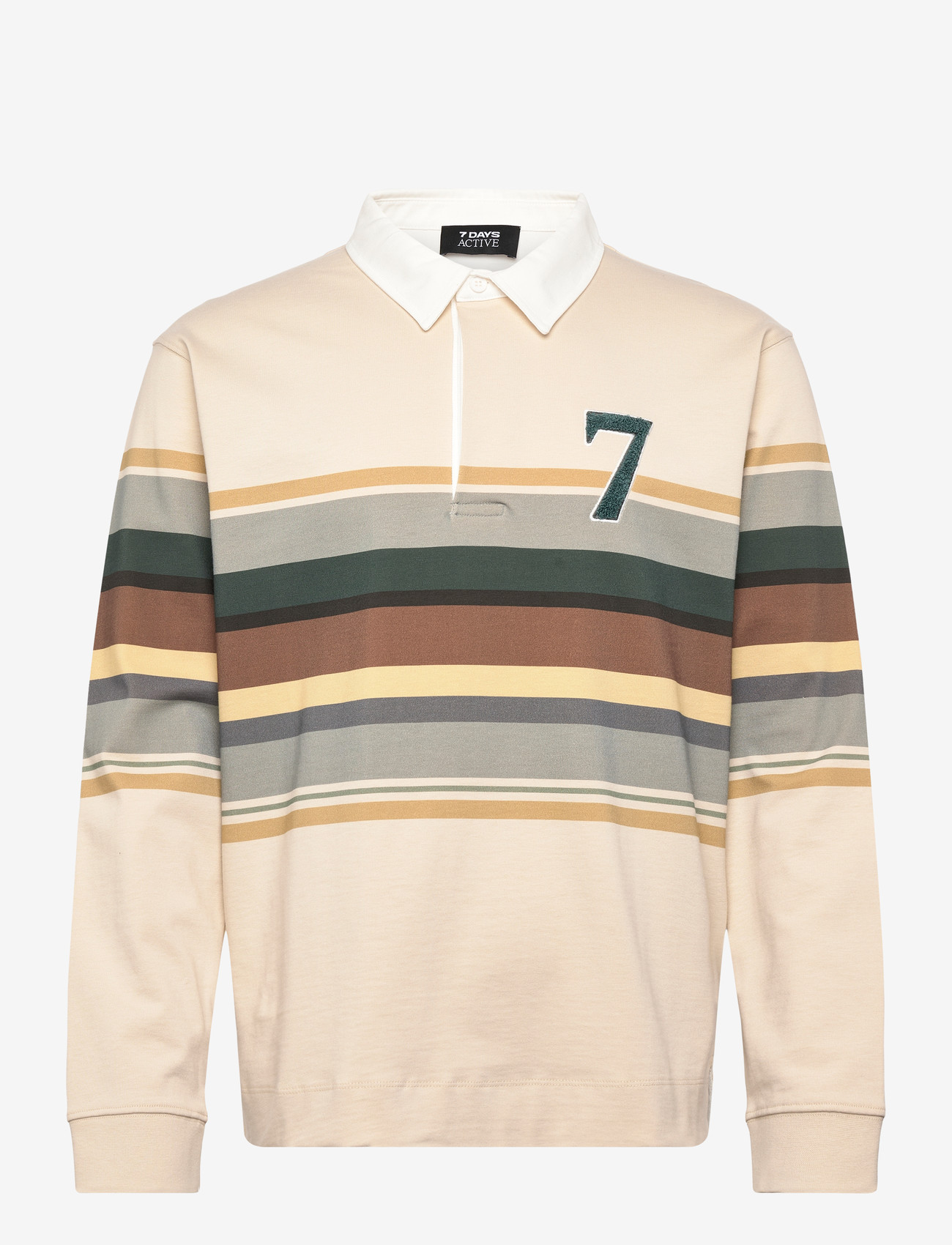 7 DAYS Active - Polo Stripes Long Sleeve - toppe & t-shirts - 005 beige - 0