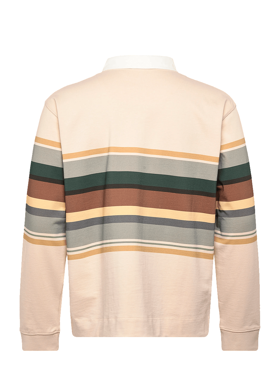 7 DAYS Active - Polo Stripes Long Sleeve - tops & t-shirts - 005 beige - 1