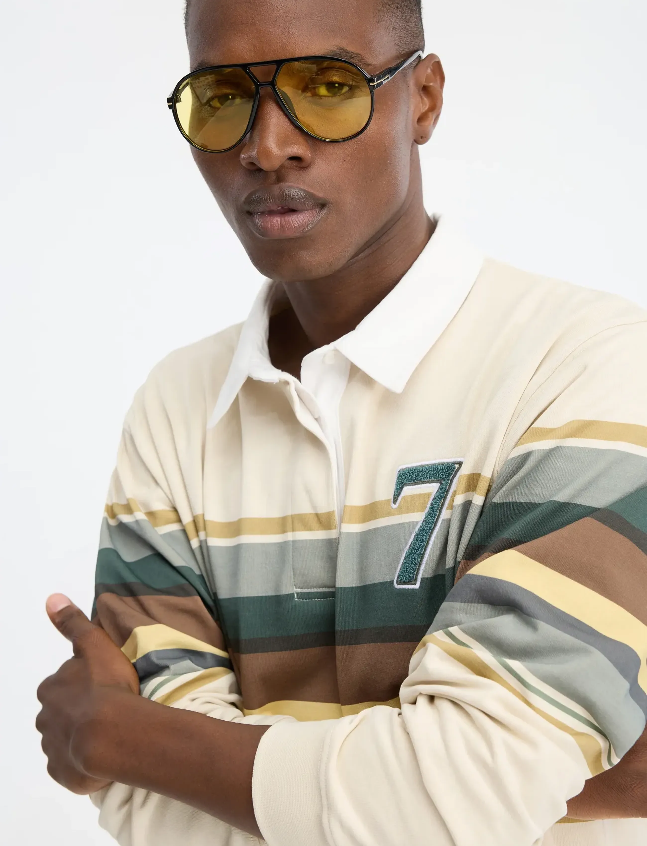 7 DAYS Active - Polo Stripes Long Sleeve - alussärgid ja t-särgid - 005 beige - 4
