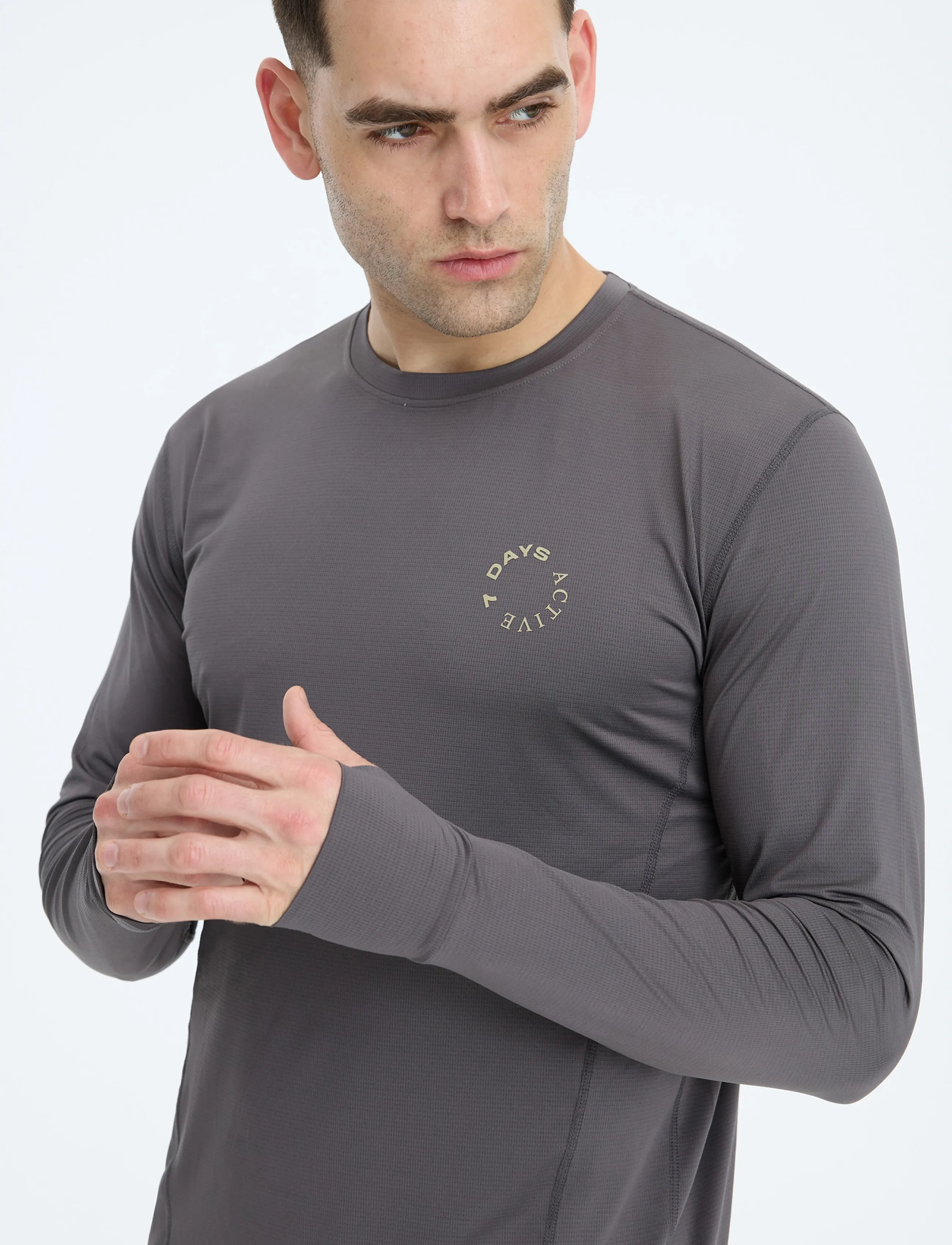 7 DAYS Active Body Performance Long Sleeve, Mænd, Performance Langærmet Trøje, Grå, Str: L