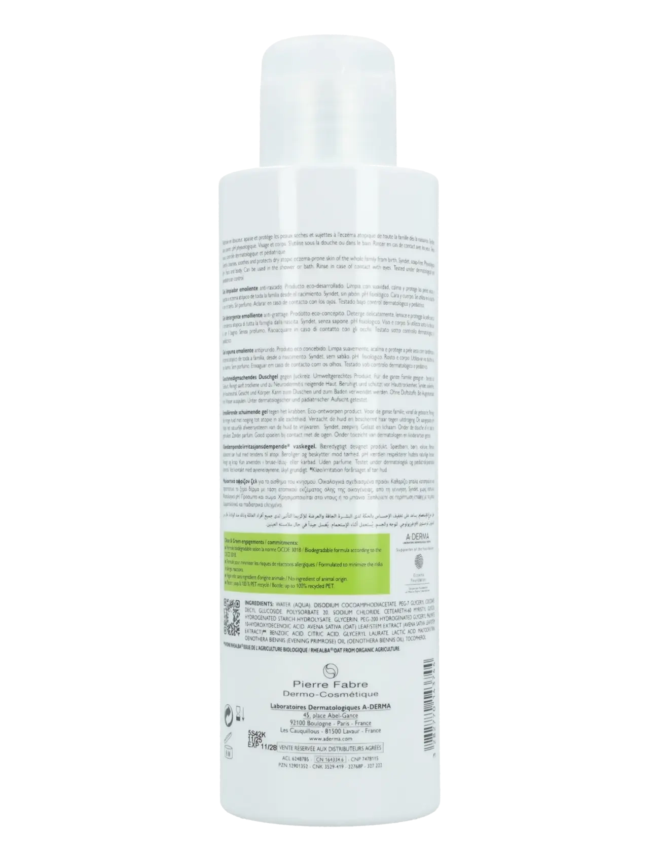A-Derma - Exomega Control 2 in 1 Emollient Cleansing Gel Anti-Scratching - rensegels - clear - 1
