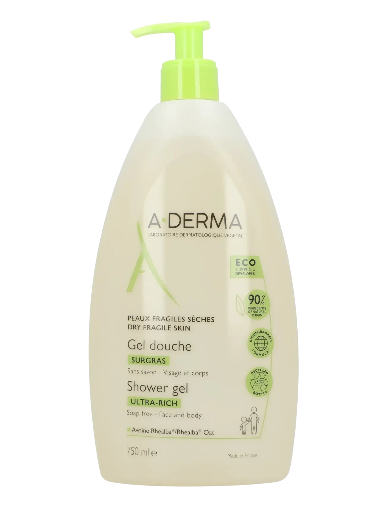 A-Derma Les Indispensables Emollient Shower Gel, 750 ml, Body, Nackt - Bath & Shower, Beauty