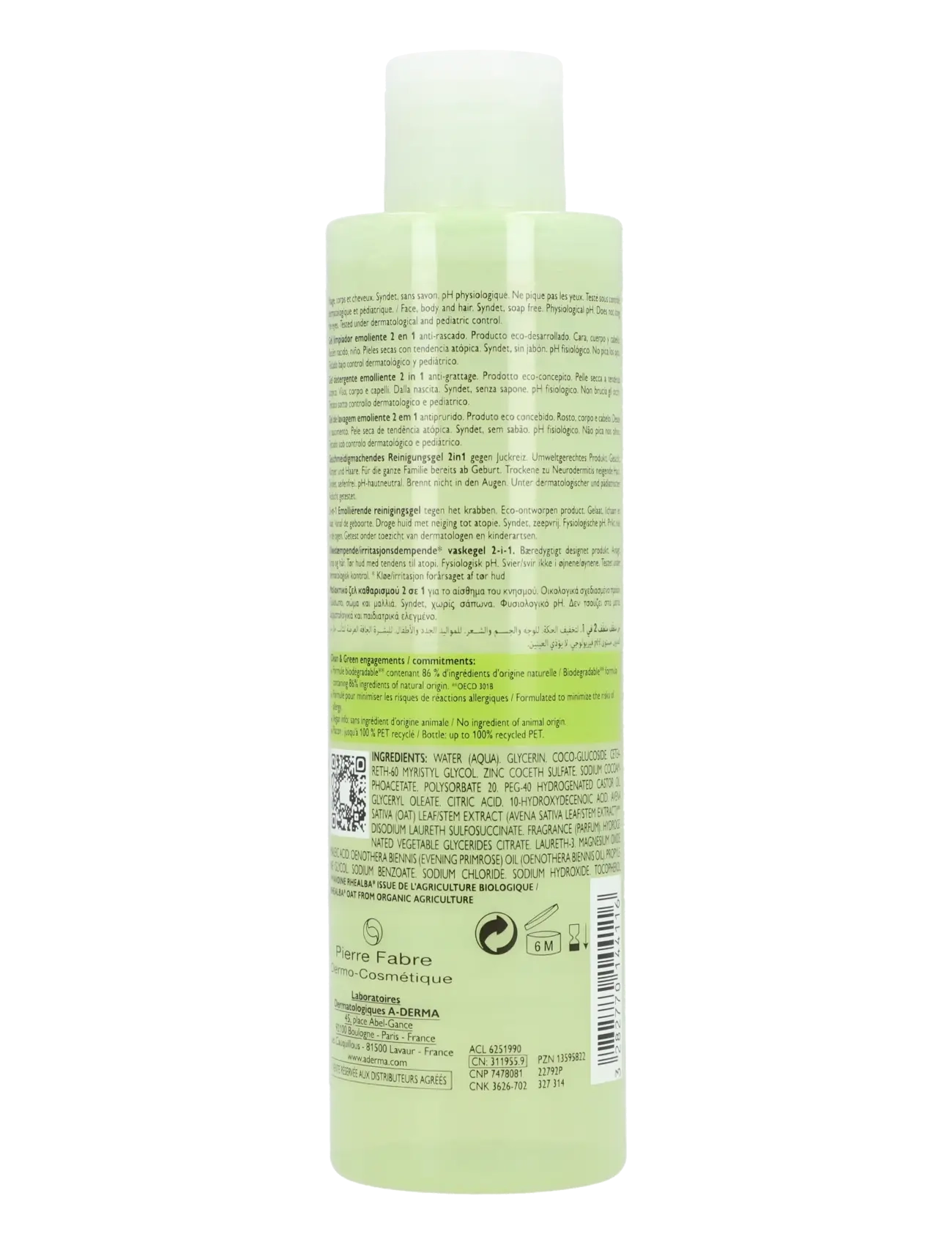 A-Derma - Exomega Control 2 in 1 Emollient Cleansing Gel Anti-Scratching - rensegels - clear - 1