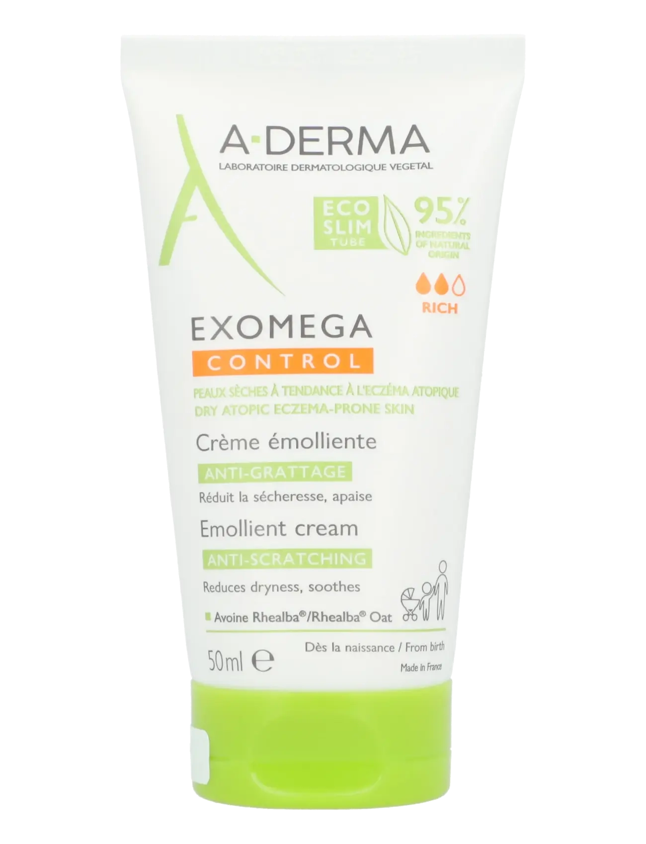 A-Derma Exomega Control Emollient Cream Anti-Scratching, 50 ml, Body, Nackt - Body Lotion, Beauty