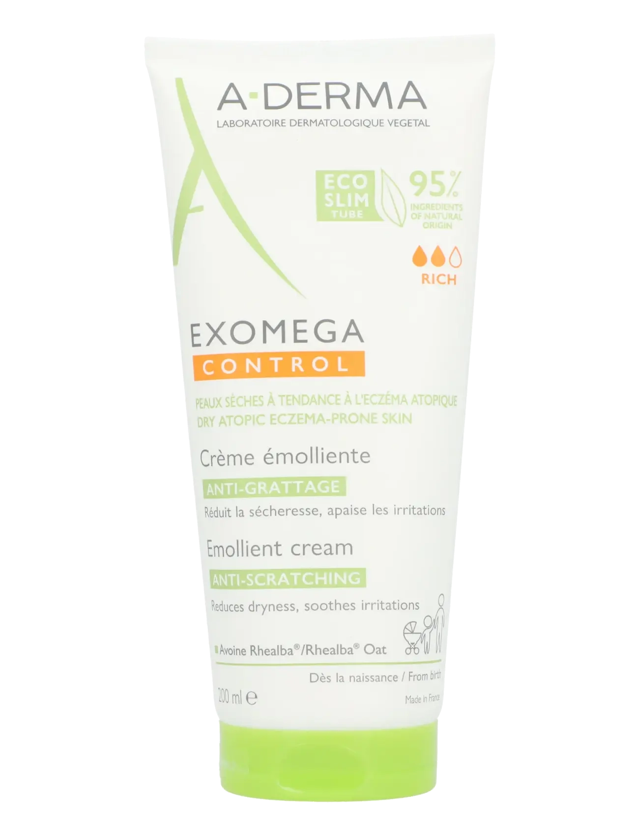 A-Derma Exomega Control Emollient Cream Anti-Scratching, 200 ml, Body, Nackt - Body Lotion, Beauty