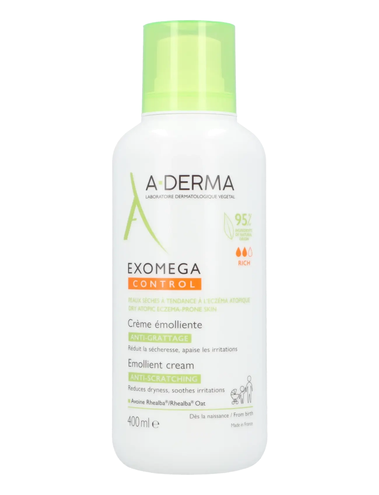 A-Derma Exomega Control Emollient Cream Anti-Scratching, 400 ml, Body, Nackt - Body Lotion, Beauty