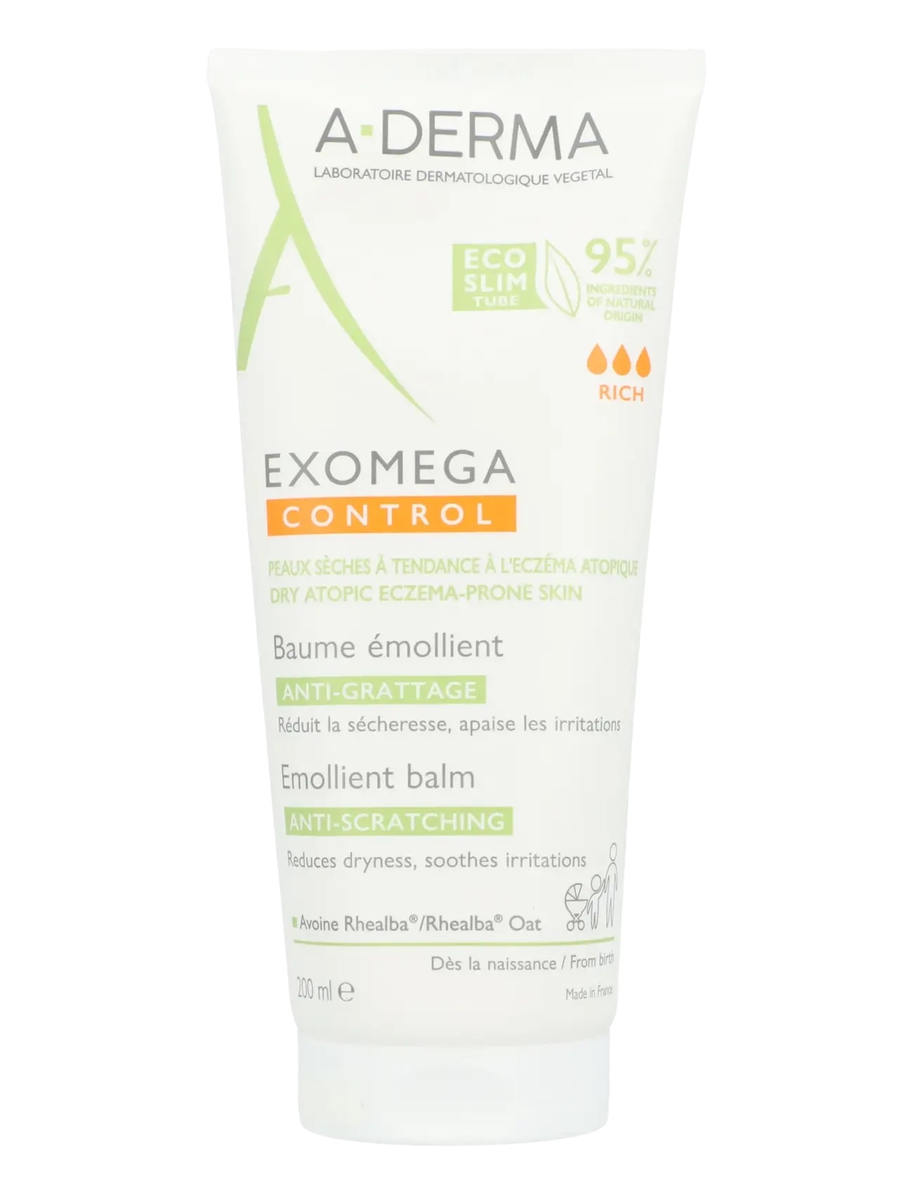 A-Derma Exomega Control Emollient Balm Anti-Scratching, 200 ml, Body, Nackt - Body Cream, Beauty