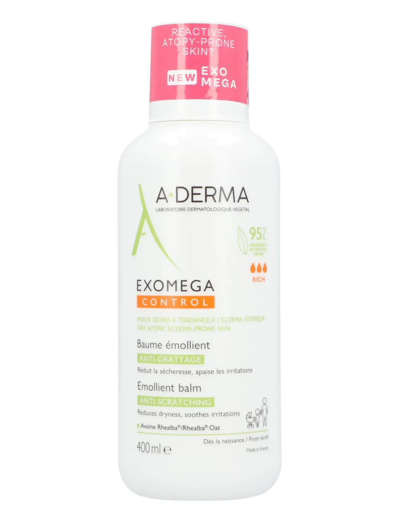 A-Derma Exomega Control Emollient Balm Anti-Scratching, Kropscreme, Nude, Str: 400 ML