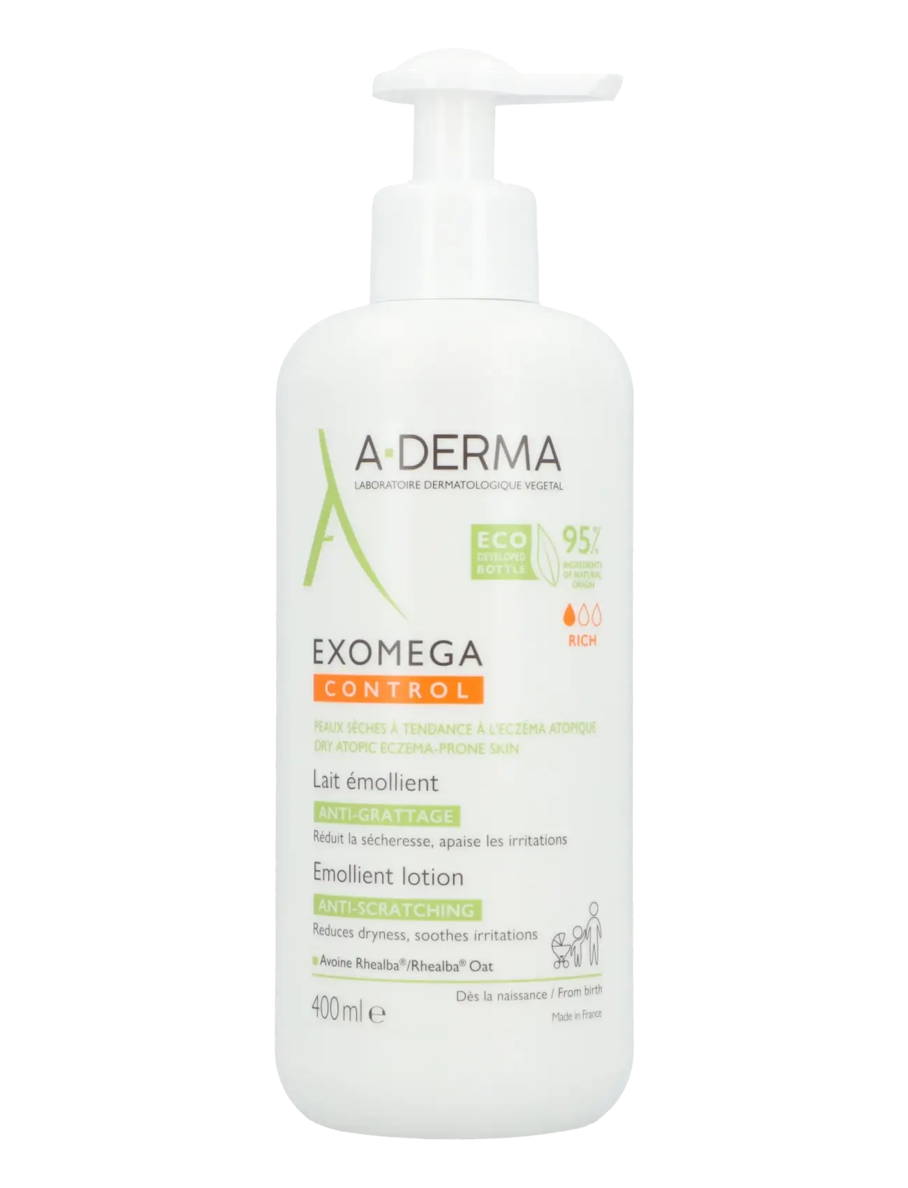 A-Derma Exomega Control Emollient Lotion Anti-Scratching, 400 ml, Body Care, Nackt - Creams & Lotions Bodybutter, Beauty