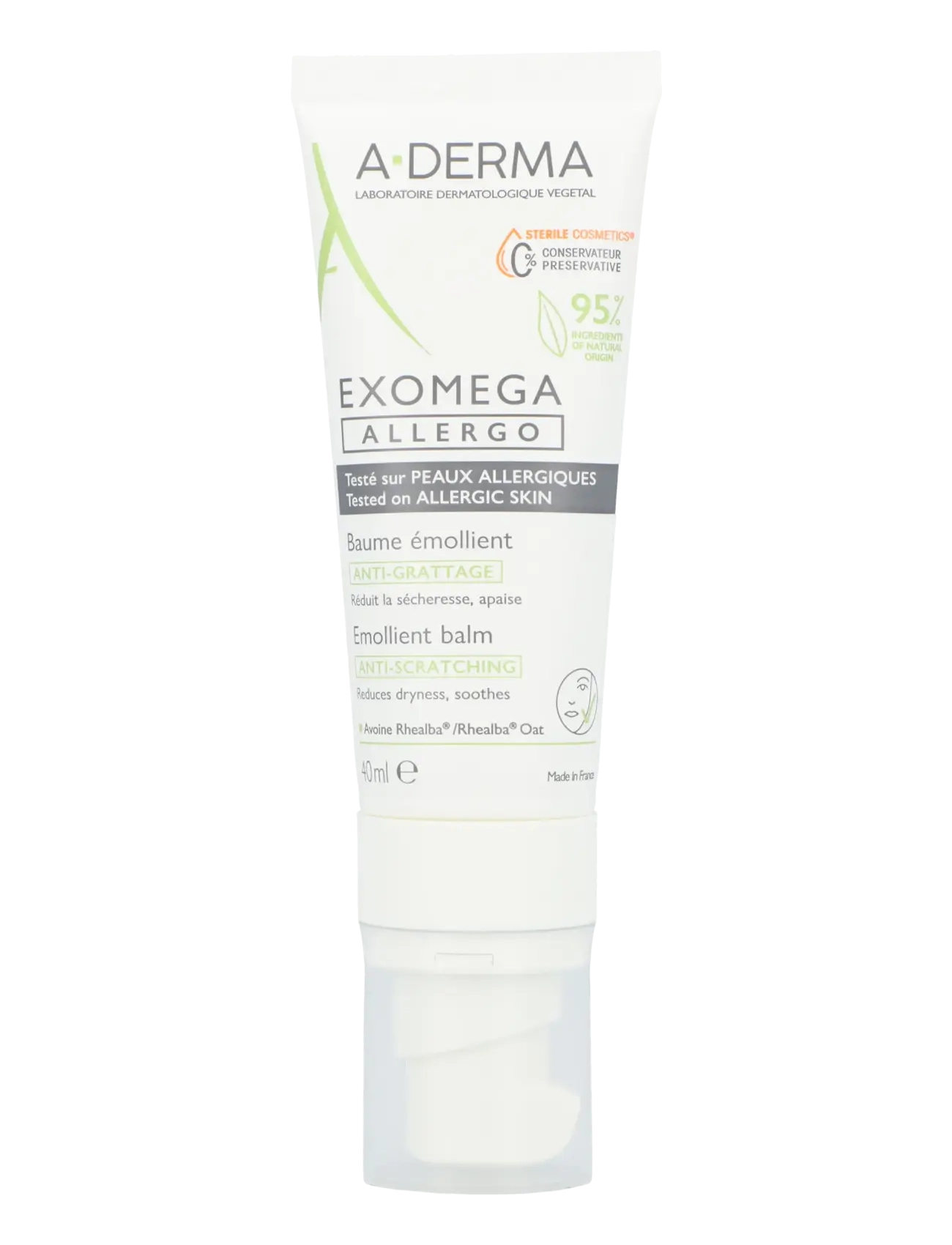 A-Derma Exomega Allergo Emollient Balm Sterile Cosmetic, 40 ml, Moisturizers, Nackt - Day Creams, Beauty