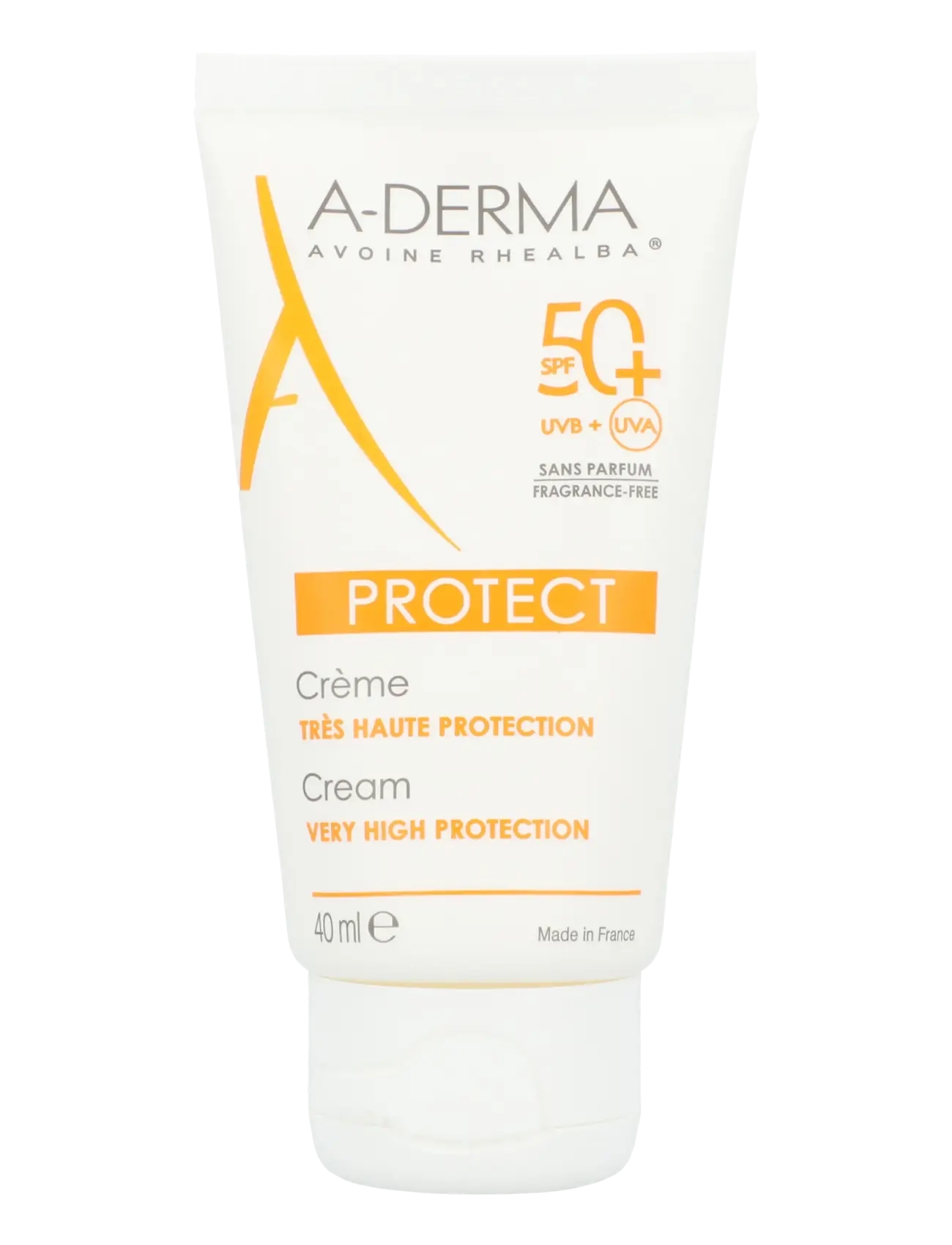 A-Derma Protect Fragrance-Free Sunscreen Cream Spf 50+, 40 ml, Sun Care, Nackt - Face, Beauty