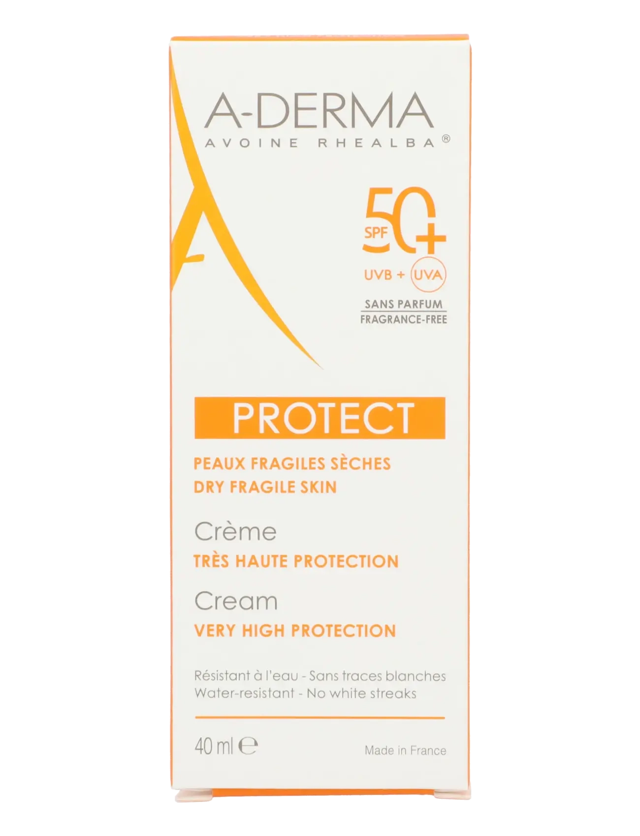 A-Derma - Protect Fragrance-Free Sunscreen Cream SPF 50+ - til ansigtet - clear - 1