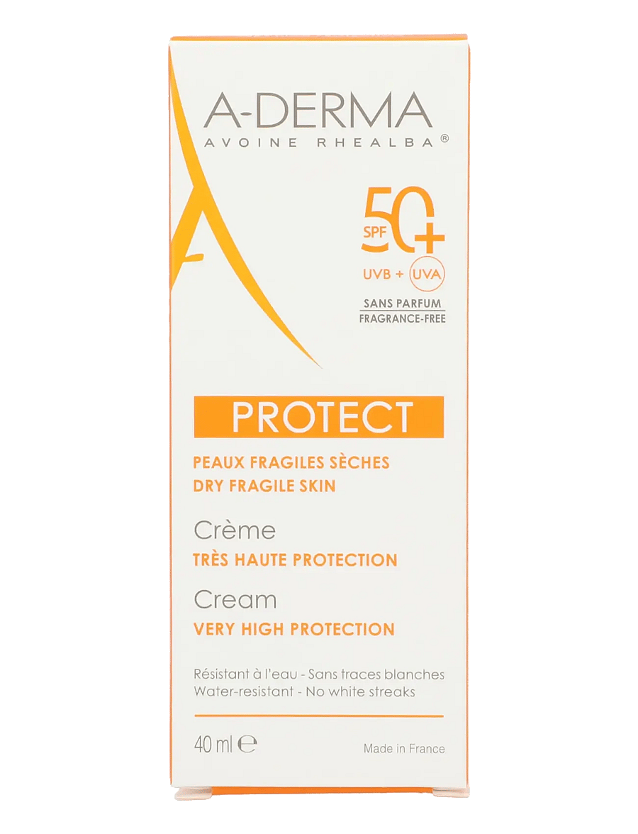 A-Derma - Protect Fragrance-Free Sunscreen Cream SPF 50+ - til ansigtet - clear - 1