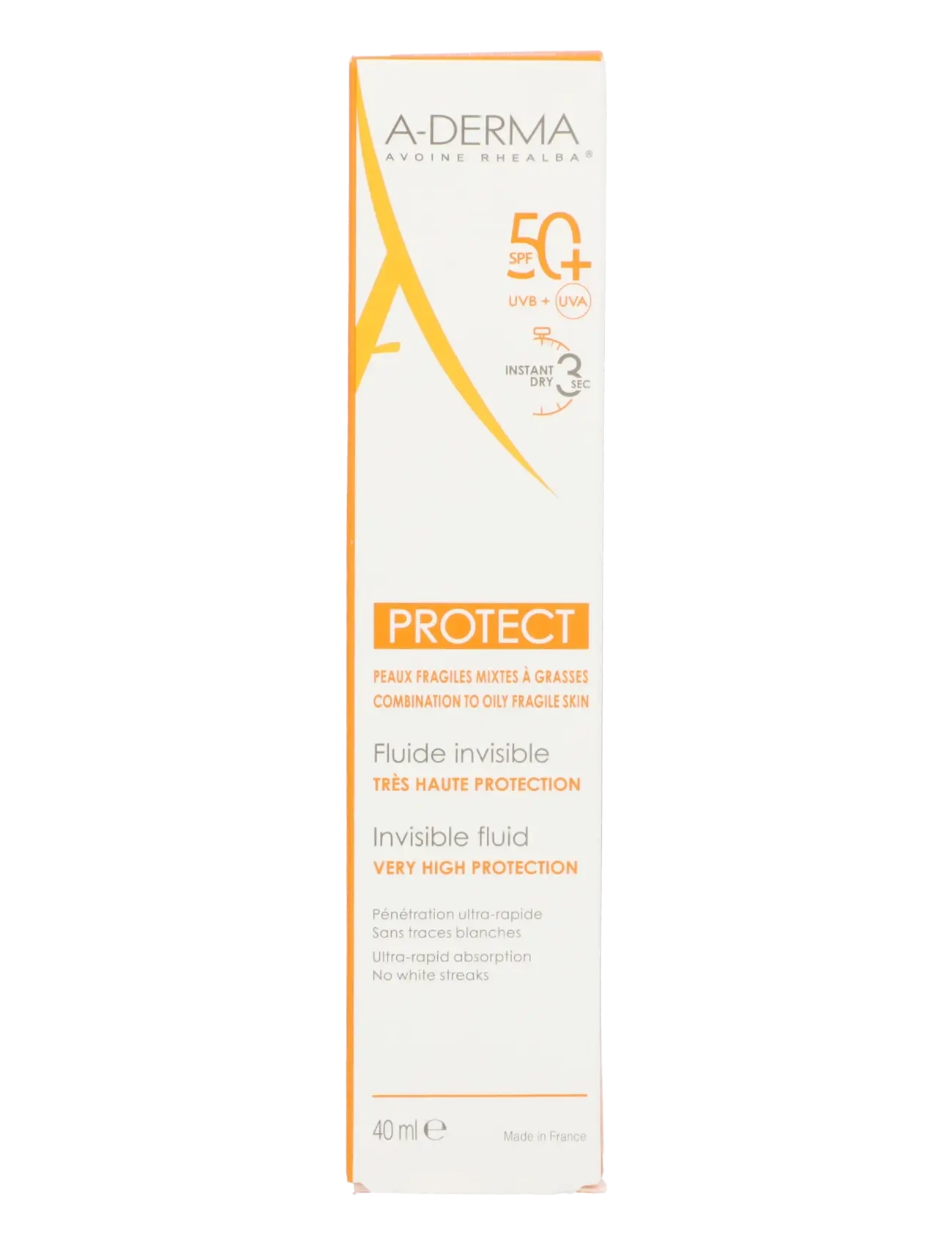 A-Derma - Protect Invisible Facial Sunscreen Fluid SPF 50+ - til ansigtet - clear - 1