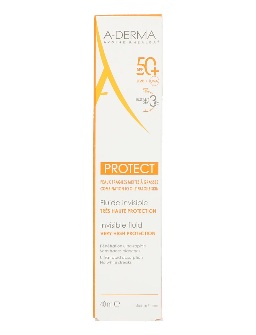 A-Derma - Protect Invisible Facial Sunscreen Fluid SPF 50+ - til ansigtet - clear - 1