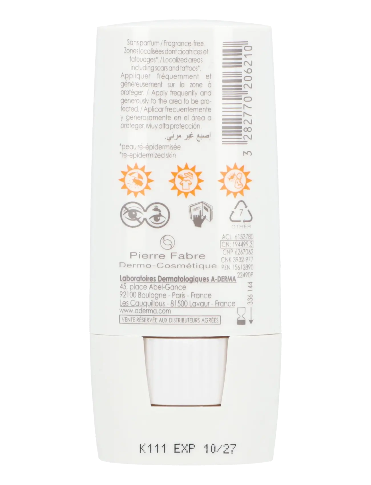 A-Derma - Protect X-Trem Invisible Sun Stick SPF 50+ - til ansigtet - clear - 1