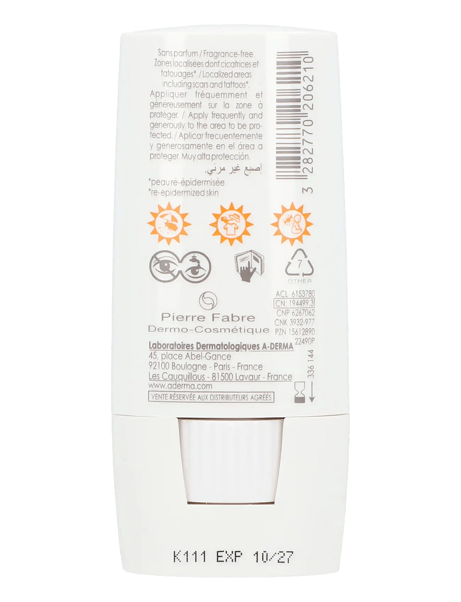 A-Derma - Protect X-Trem Invisible Sun Stick SPF 50+ - til ansigtet - clear - 1