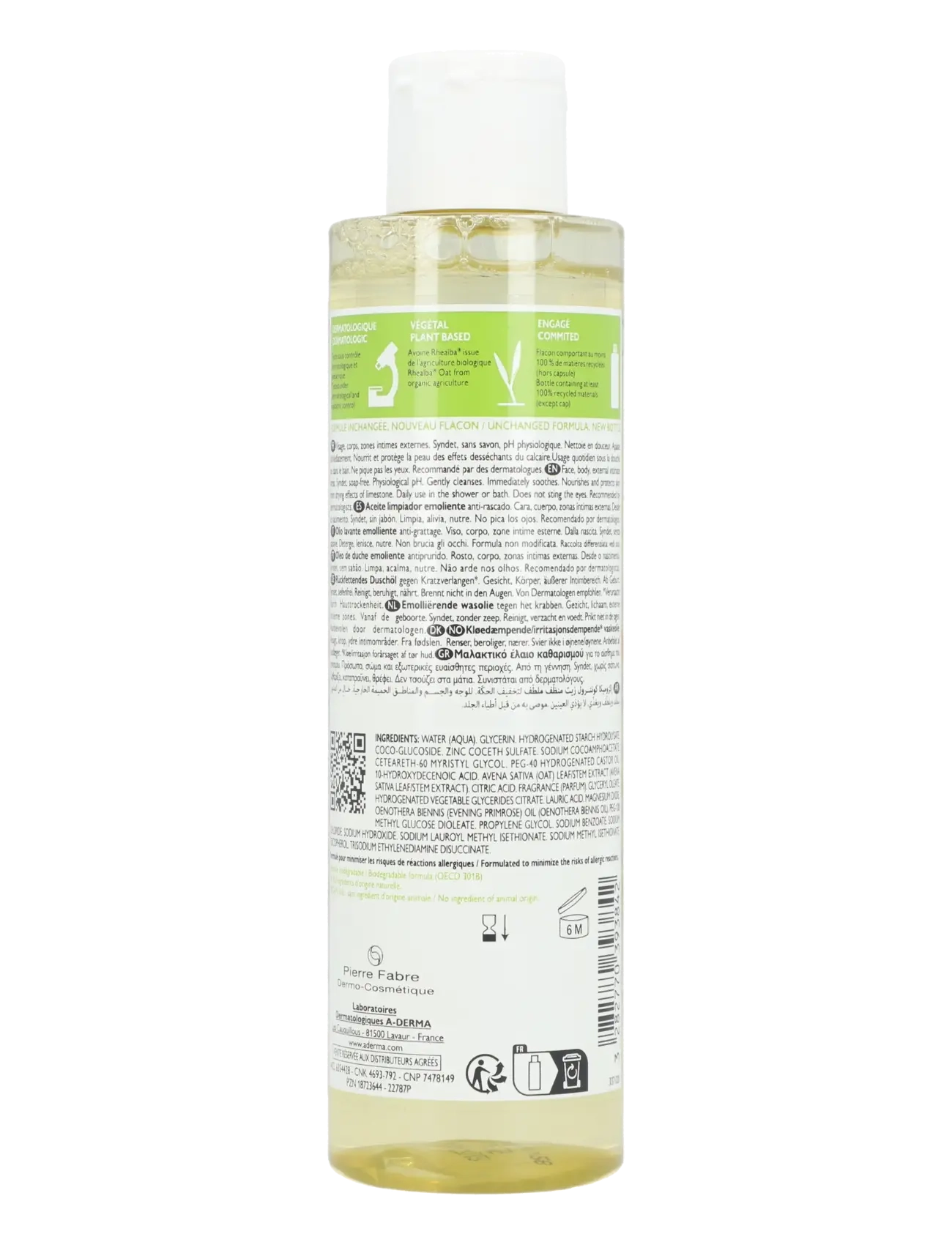 A-Derma - Exomega Control Emollient Cleansing Oil - renseolier - clear - 1