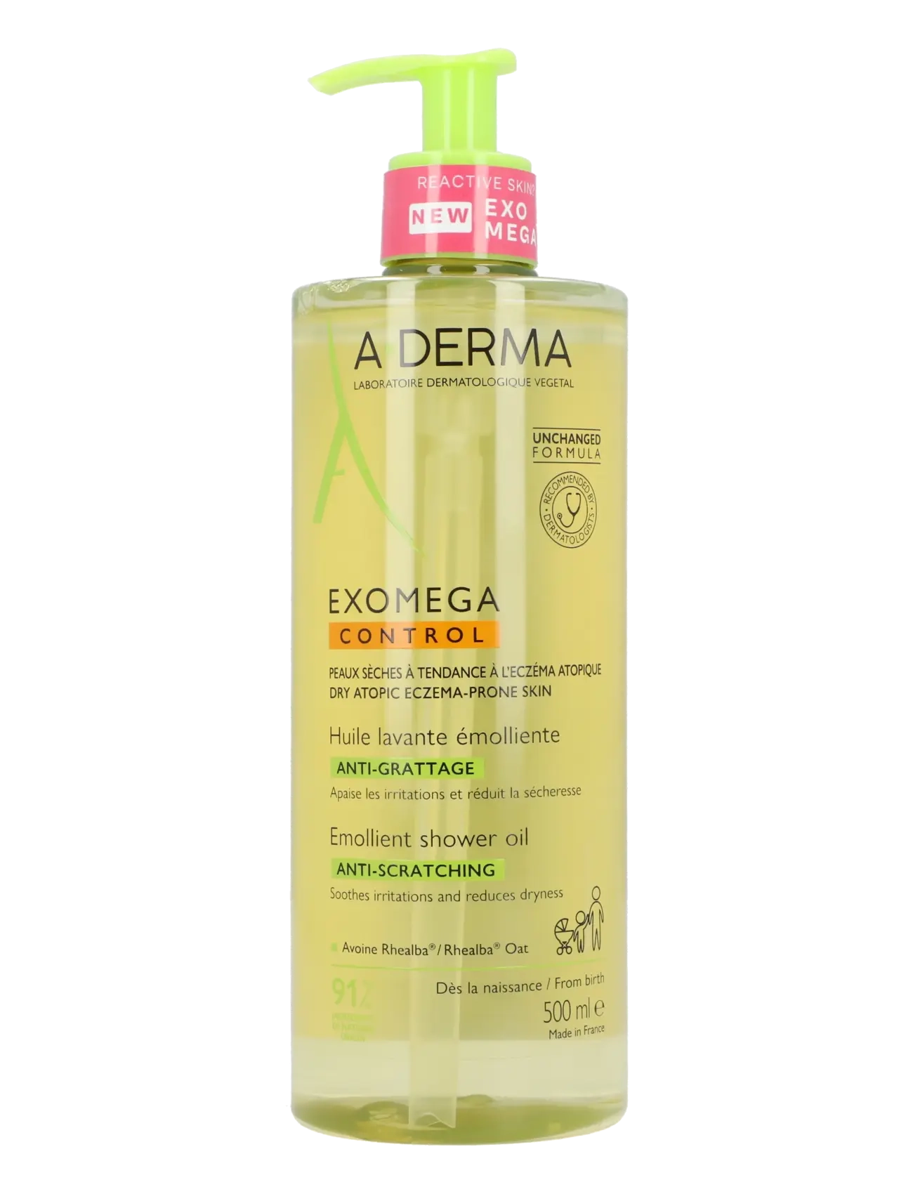 A-Derma Exomega Control Emollient Cleansing Oil, 500 ml, Cleansers, Nackt - Oil Cleanser, Beauty