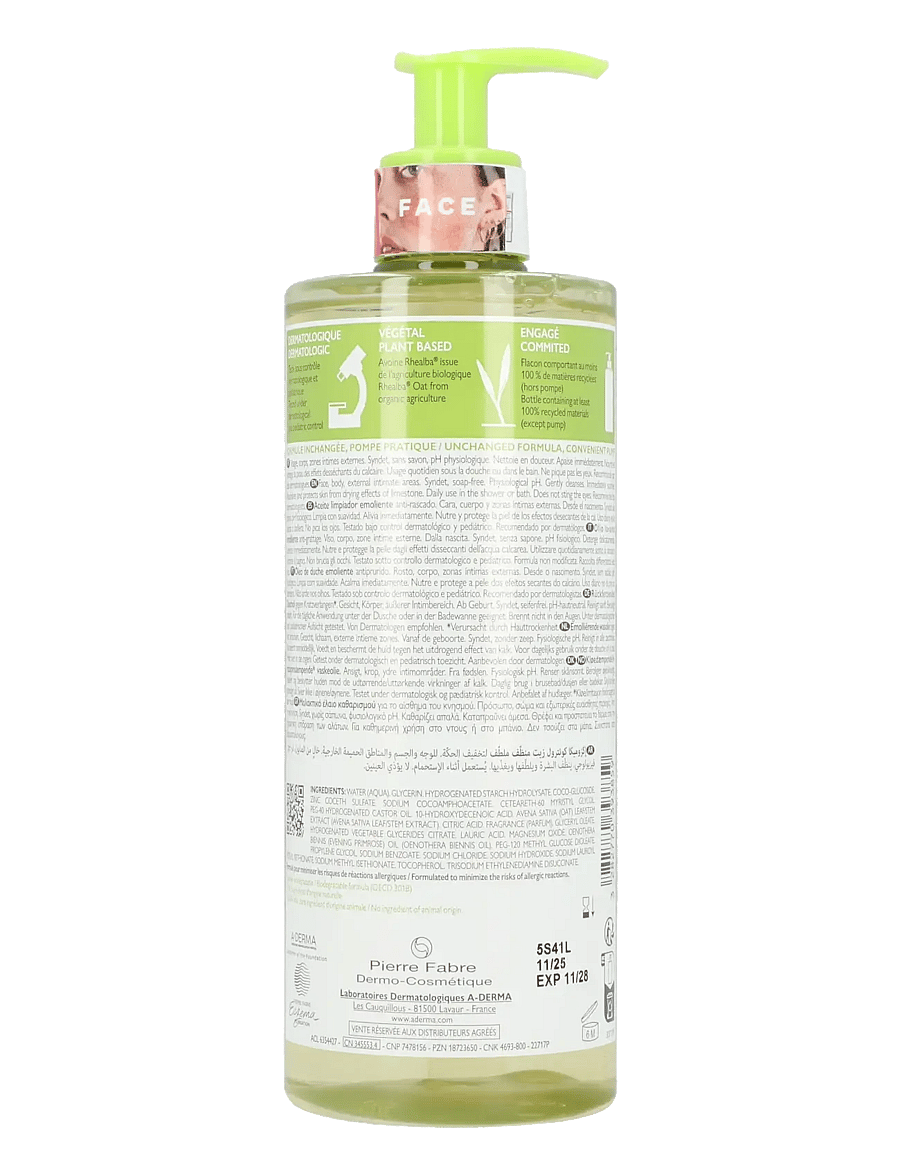 A-Derma - Exomega Control Emollient Cleansing Oil - renseolier - clear - 1