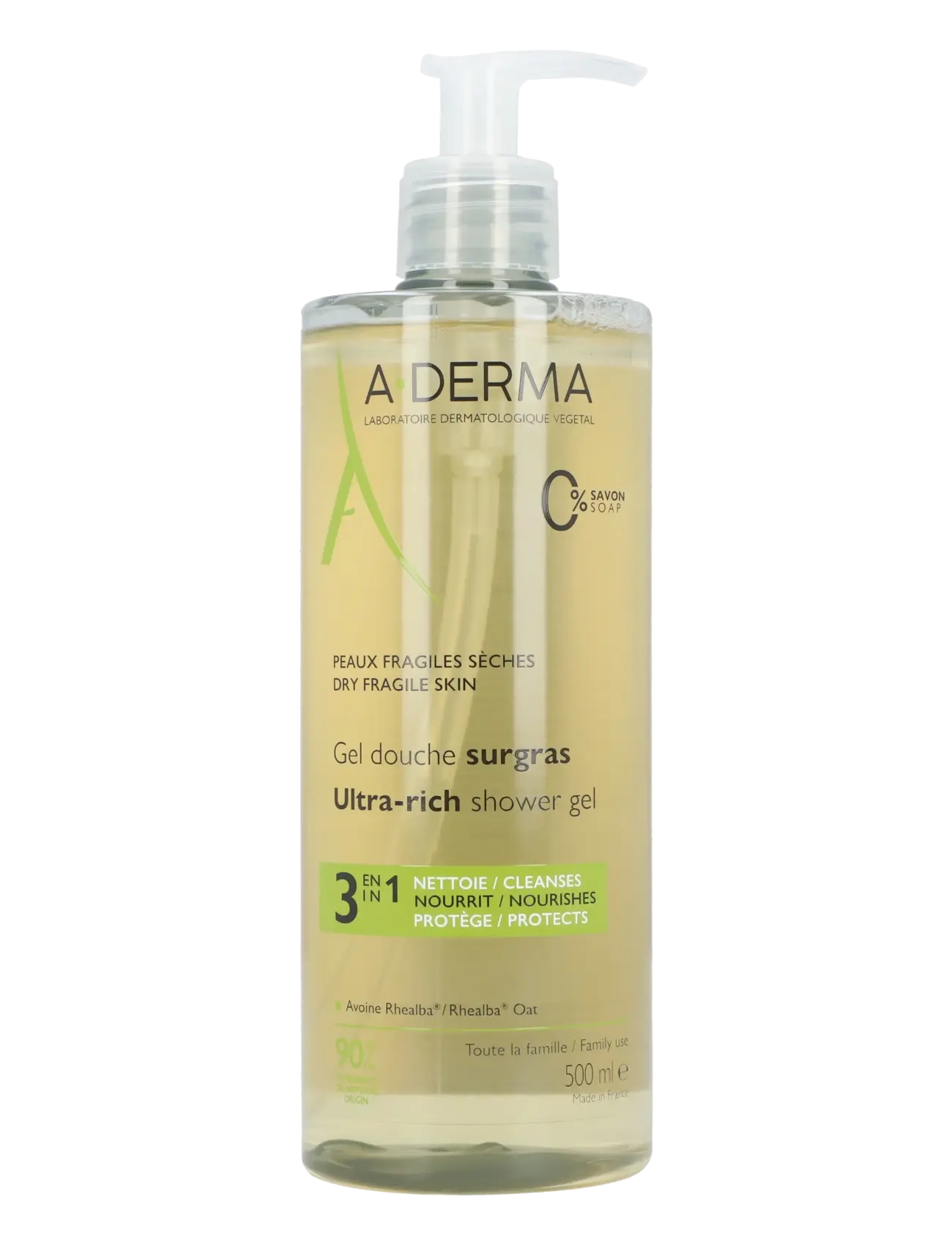 A-Derma Les Indispensables Emollient Shower Gel, 500 ml, Body, Nackt - Bath & Shower, Beauty