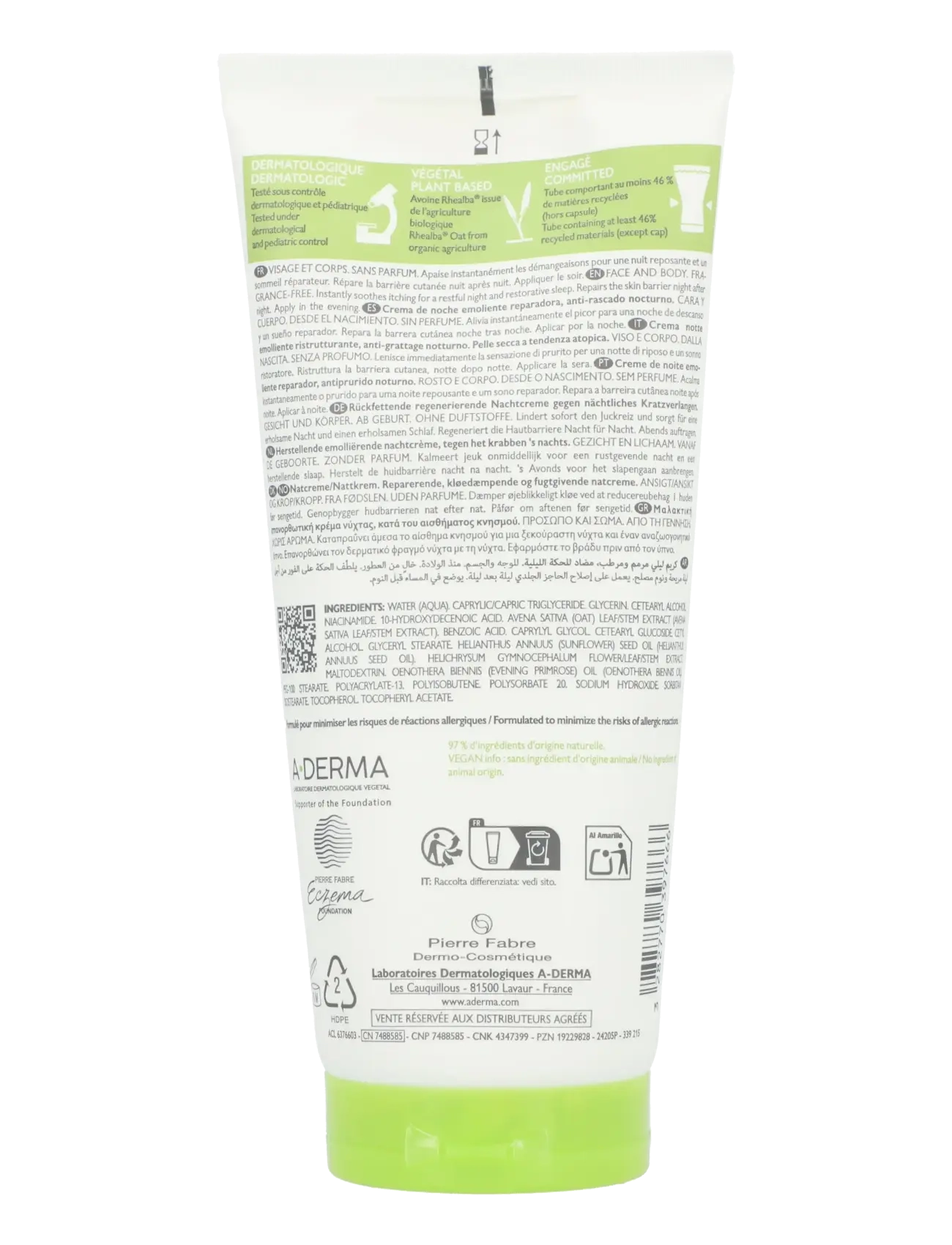 A-Derma - Exomega Control Night Cream - clear - 1