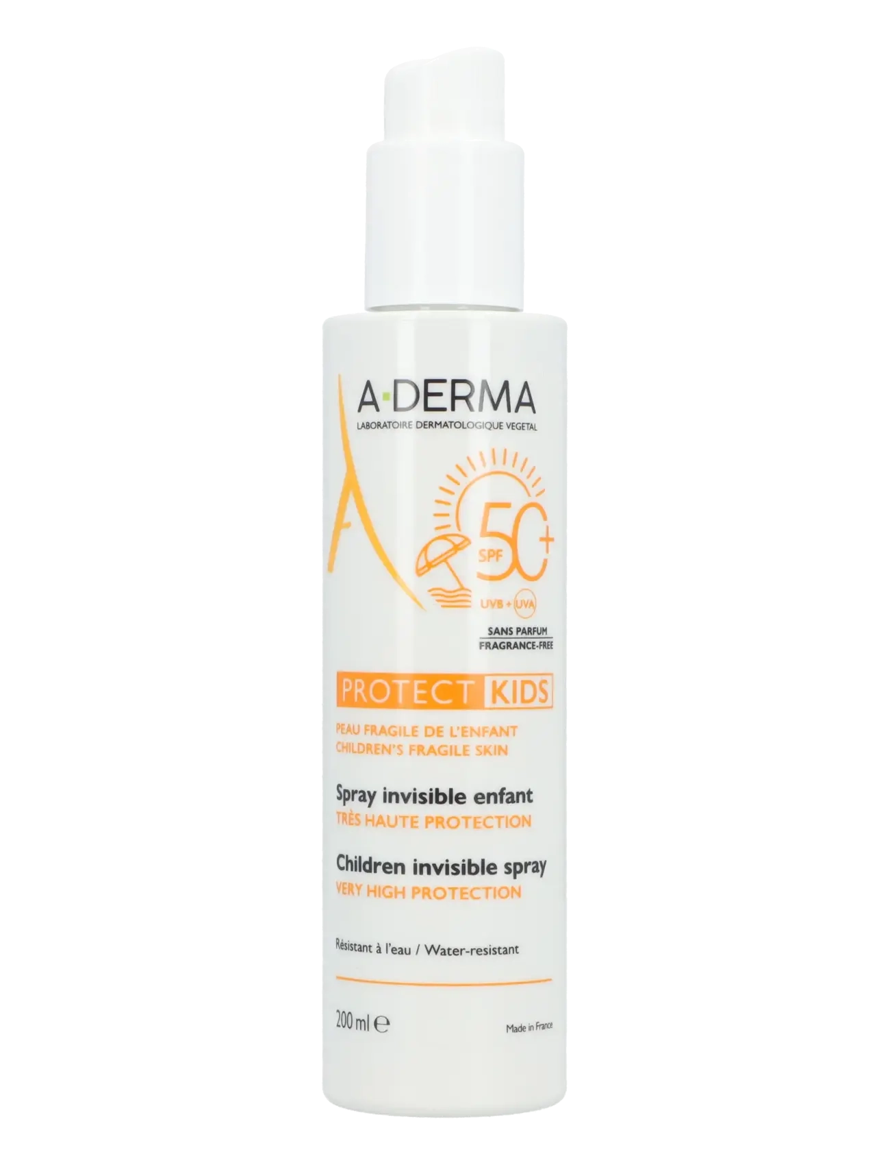 A-Derma Protect Kids Invisible Sunscreen Spray Spf 50+, 200 ml, Sun Care, Nackt - Body, Beauty