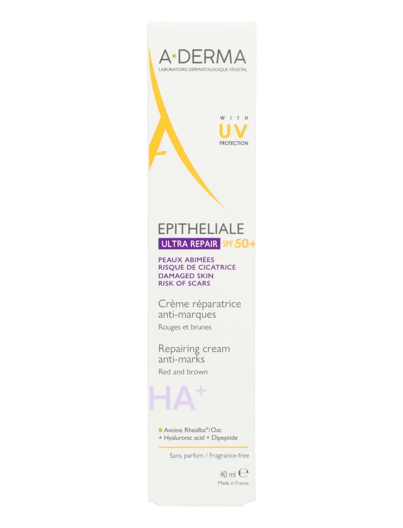 A-Derma - Epitheliale A.H Ultra Protective Repairing Cream SPF 50+ - kasvoille - clear - 1